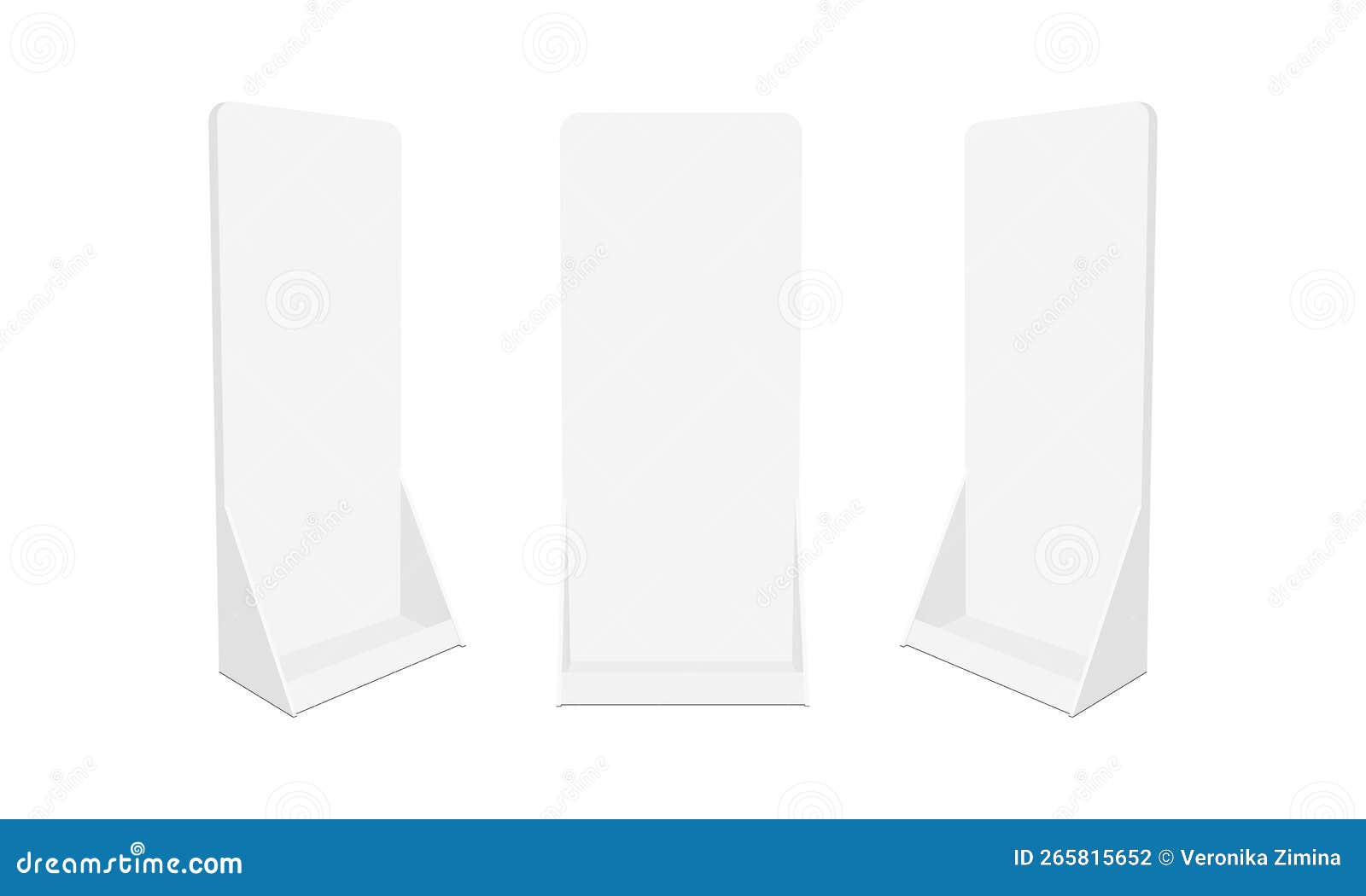 Blank Store Display Stand, Front and Side View, Isolated on White