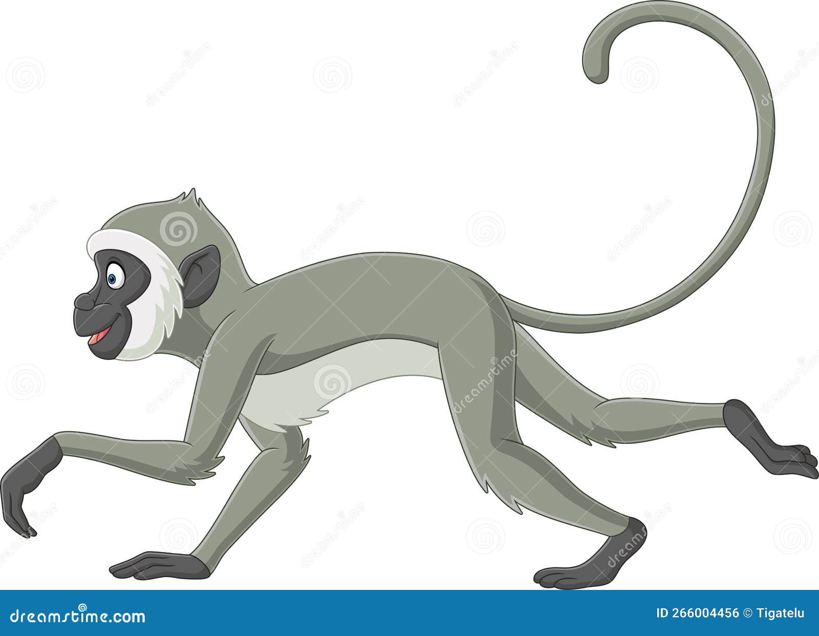 Cute Langur Monkey Cartoon Running Stock Vector - Illustration of cute ...