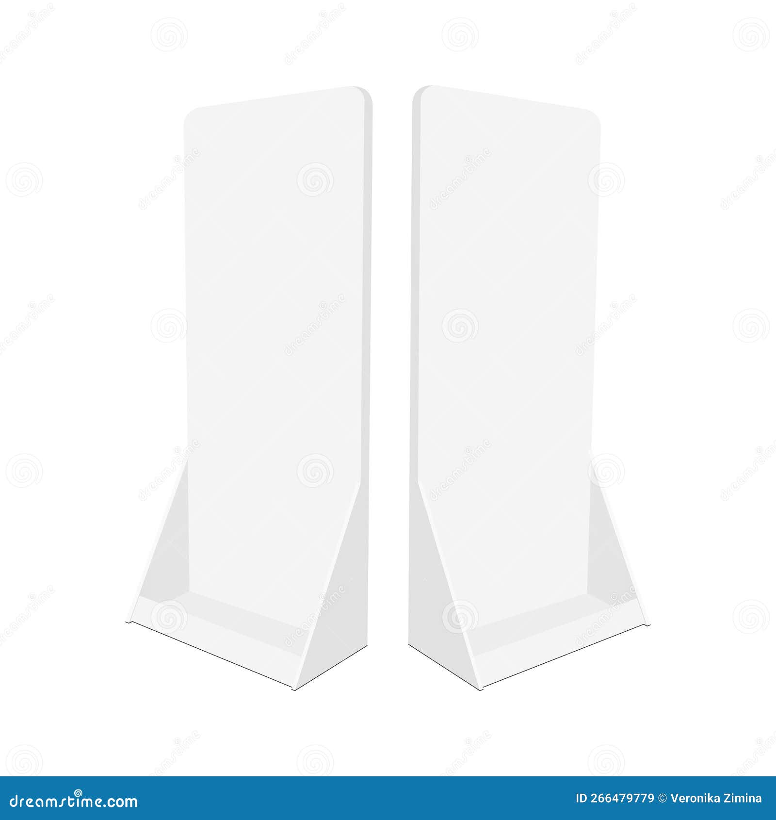Blank Store Display Stand Mockup, Side View, Isolated on White