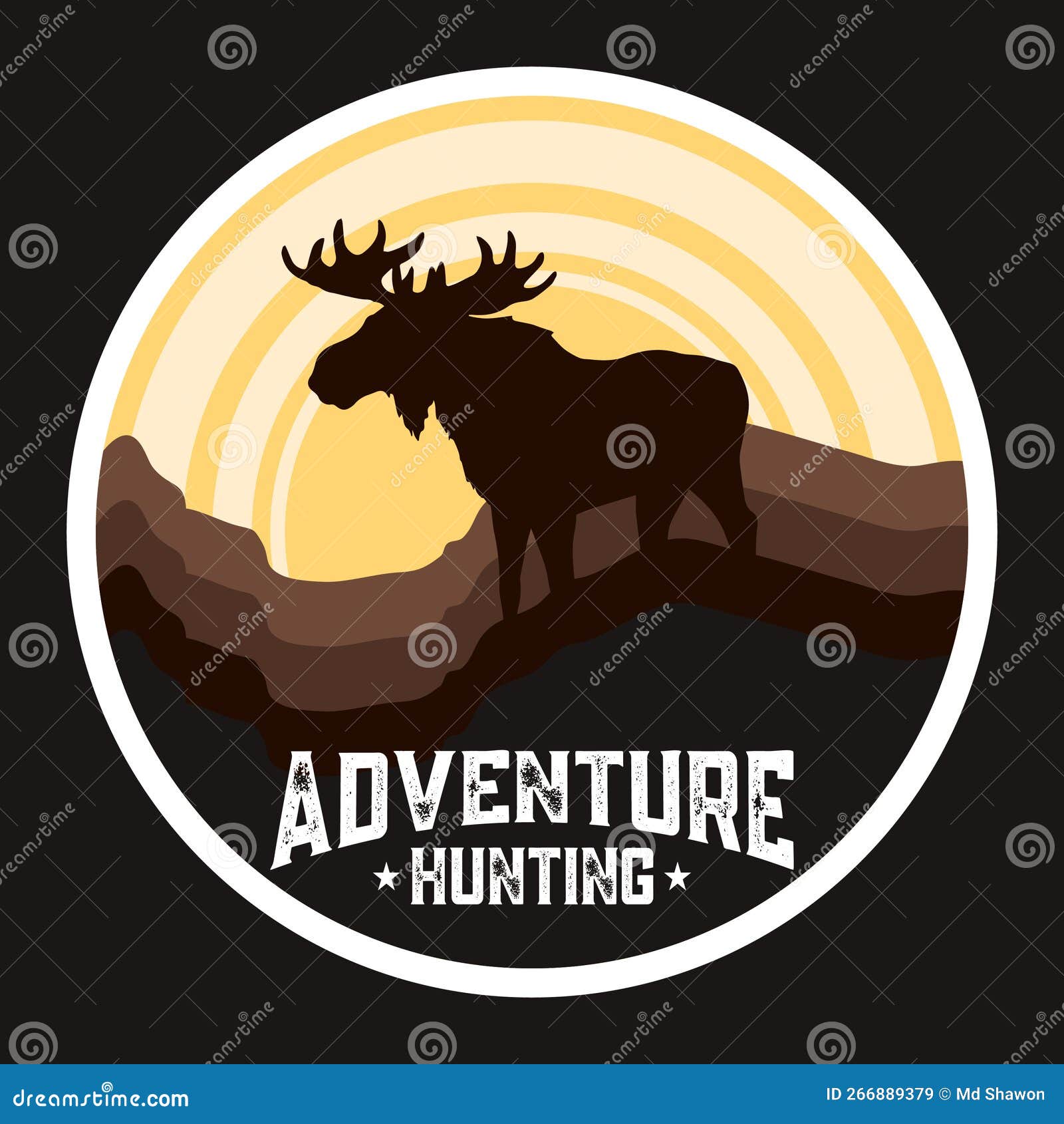 Mountain Outdoor Moose Emblem Patch Logo Poster Label Vector