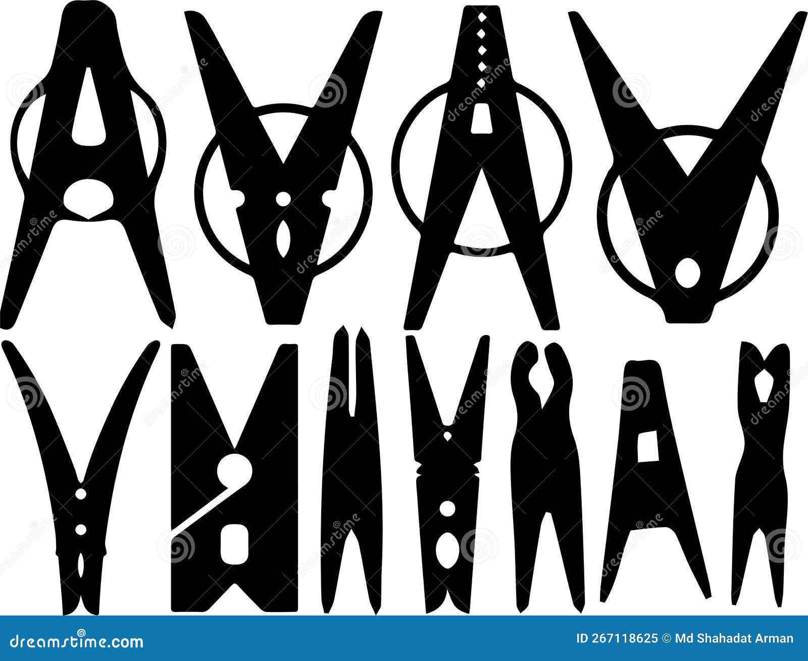 Clothespin silhouette Set stock vector. Illustration of people 267118625