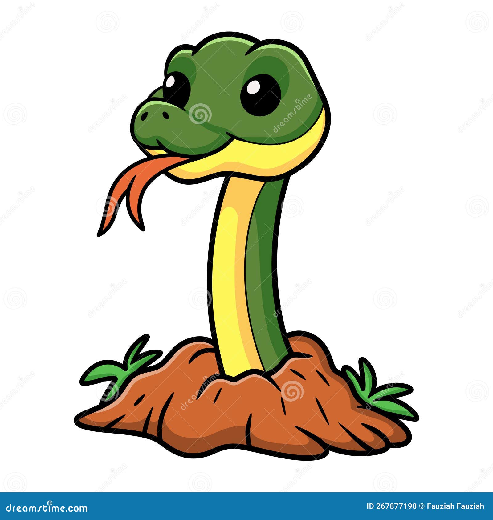 Cute Easten Racer Snake Cartoon Out from Hole Stock Vector