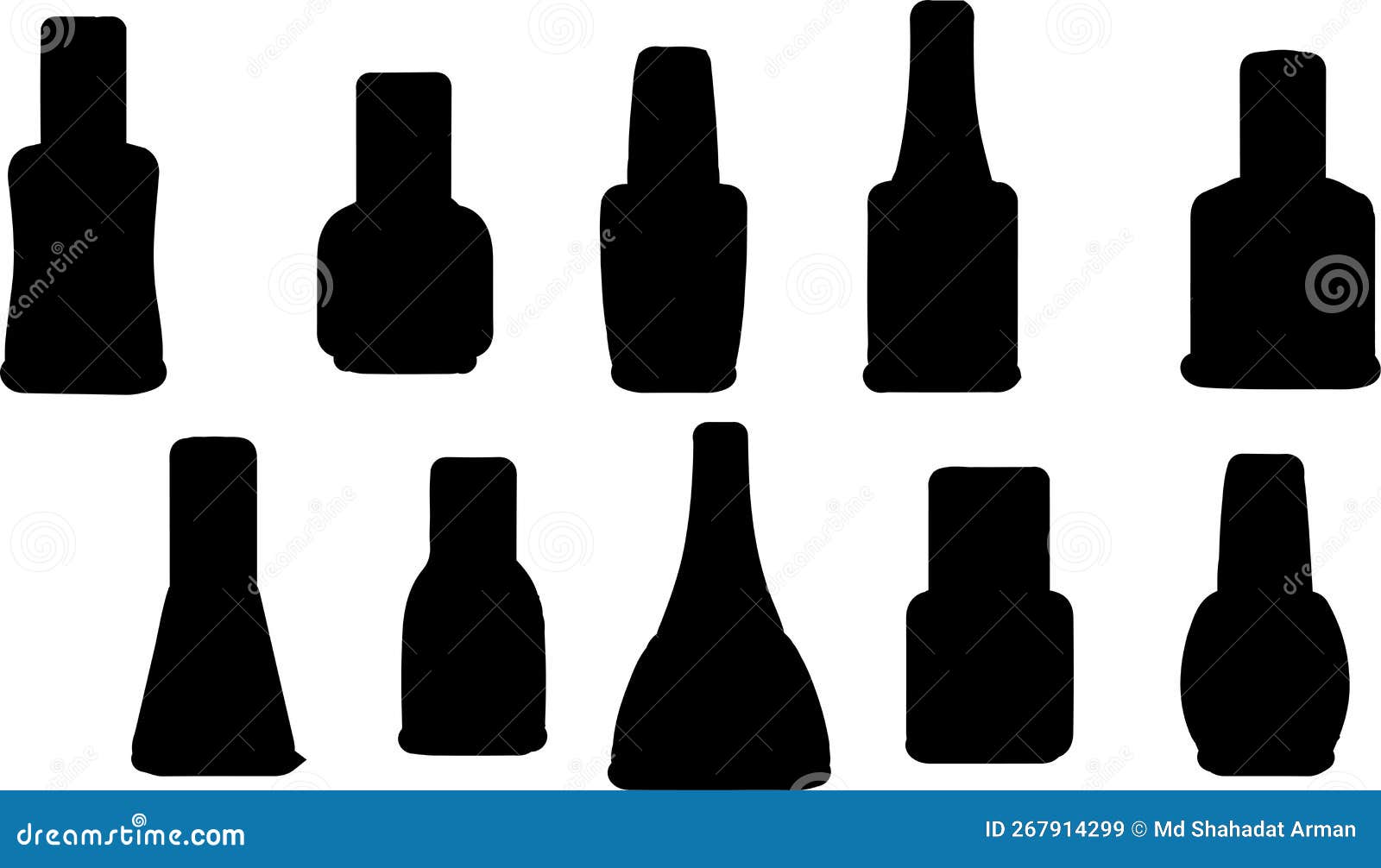 Nail Polish Silhouette, Nail Polish Silhouette Set, Stock Illustration
