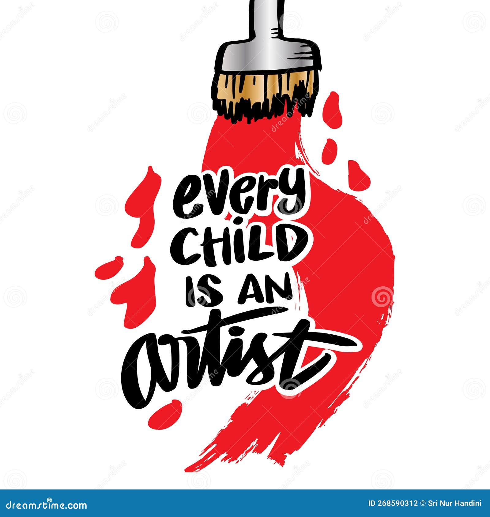 Every Child is an Artist, Hand Lettering. Stock Vector Illustration