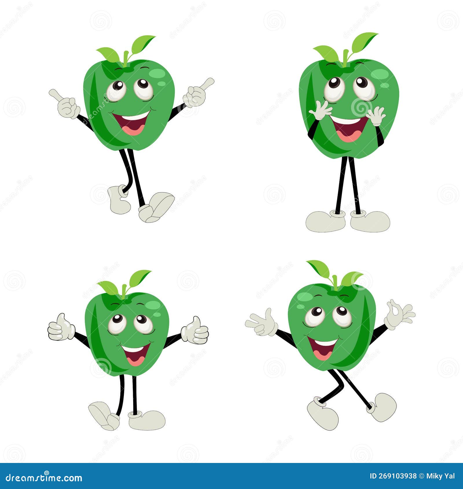 Apple Cartoon Character Illustration of a Happy Apple Character Stock Vector Illustration of