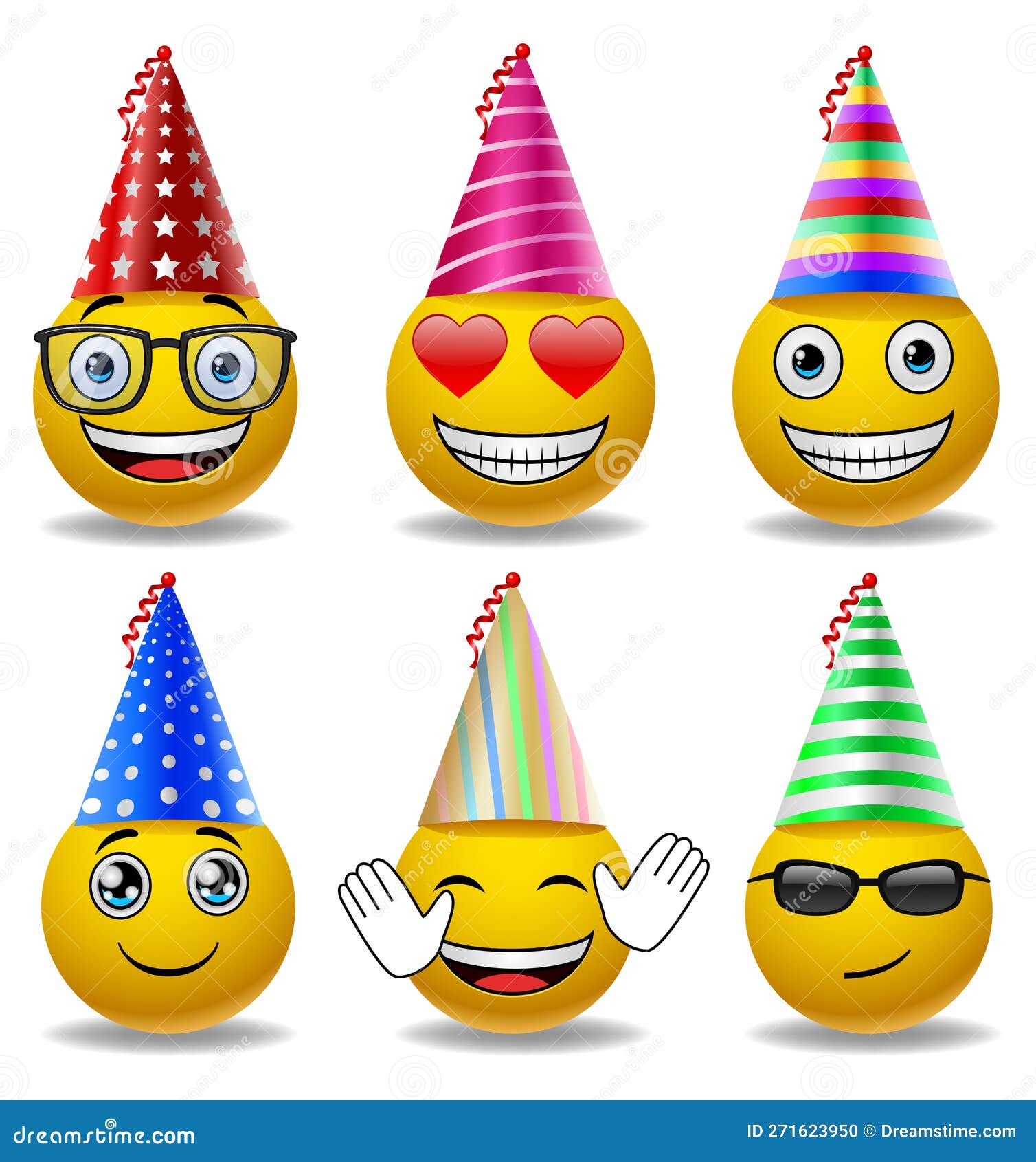 Emoji Birthday Vector Set. Emojis Emoticon Birthday Party Icon