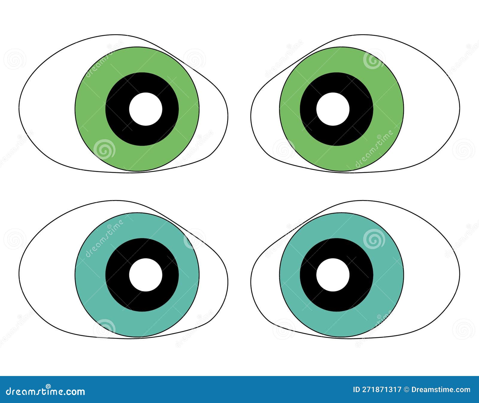 Eye Cathing Cute Colorful Cartoon Eyes Stock Illustration