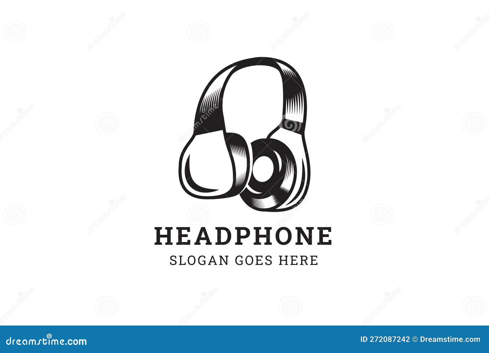 Headphone Logo Design Template in Black and White Colors Stock Vector