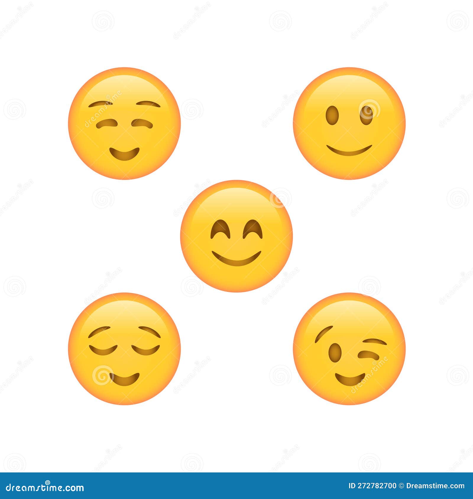 Set of blush face emoticon stock vector. Illustration of print 272782700