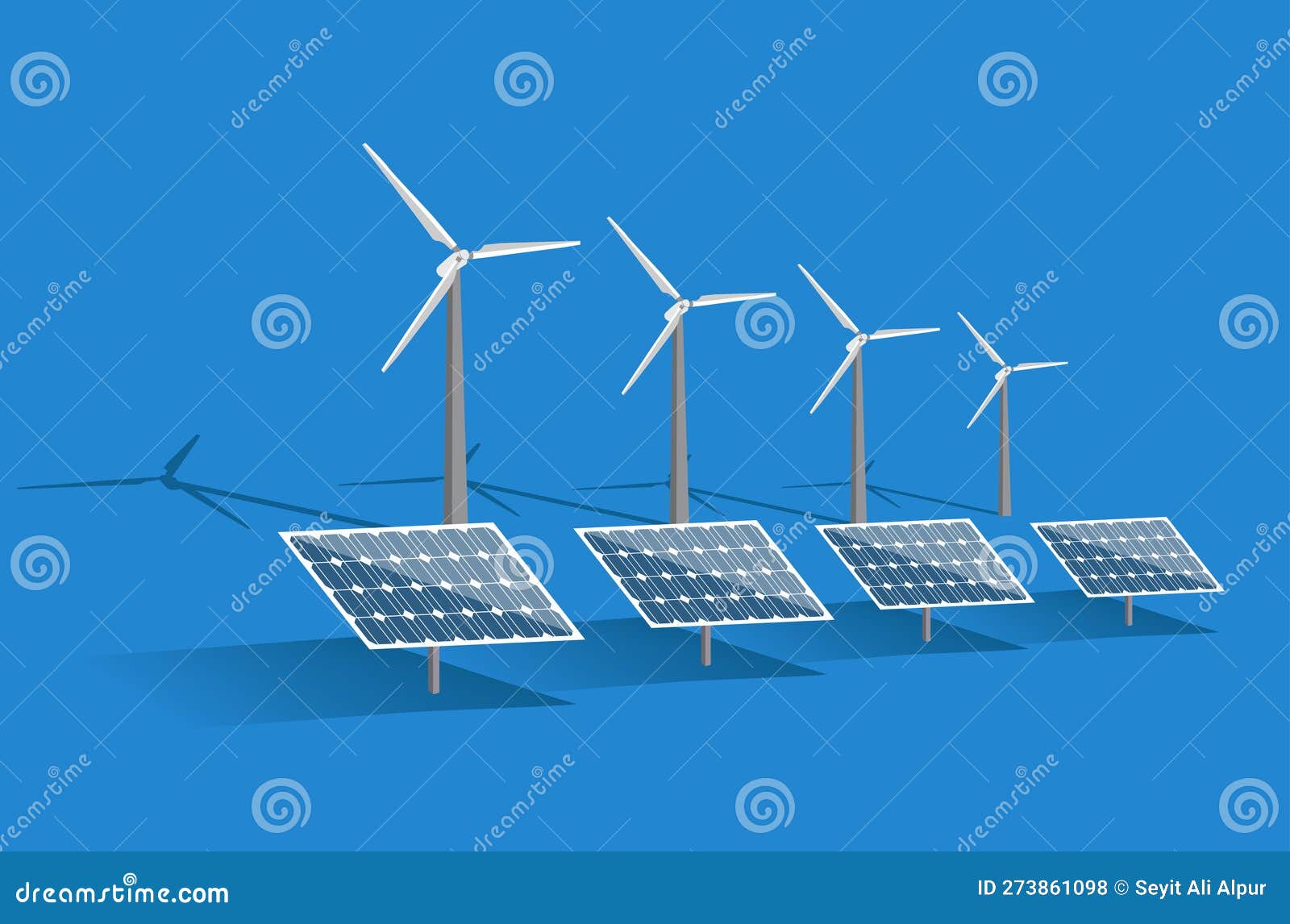Wind and solar energy stock illustration. Illustration of electrical