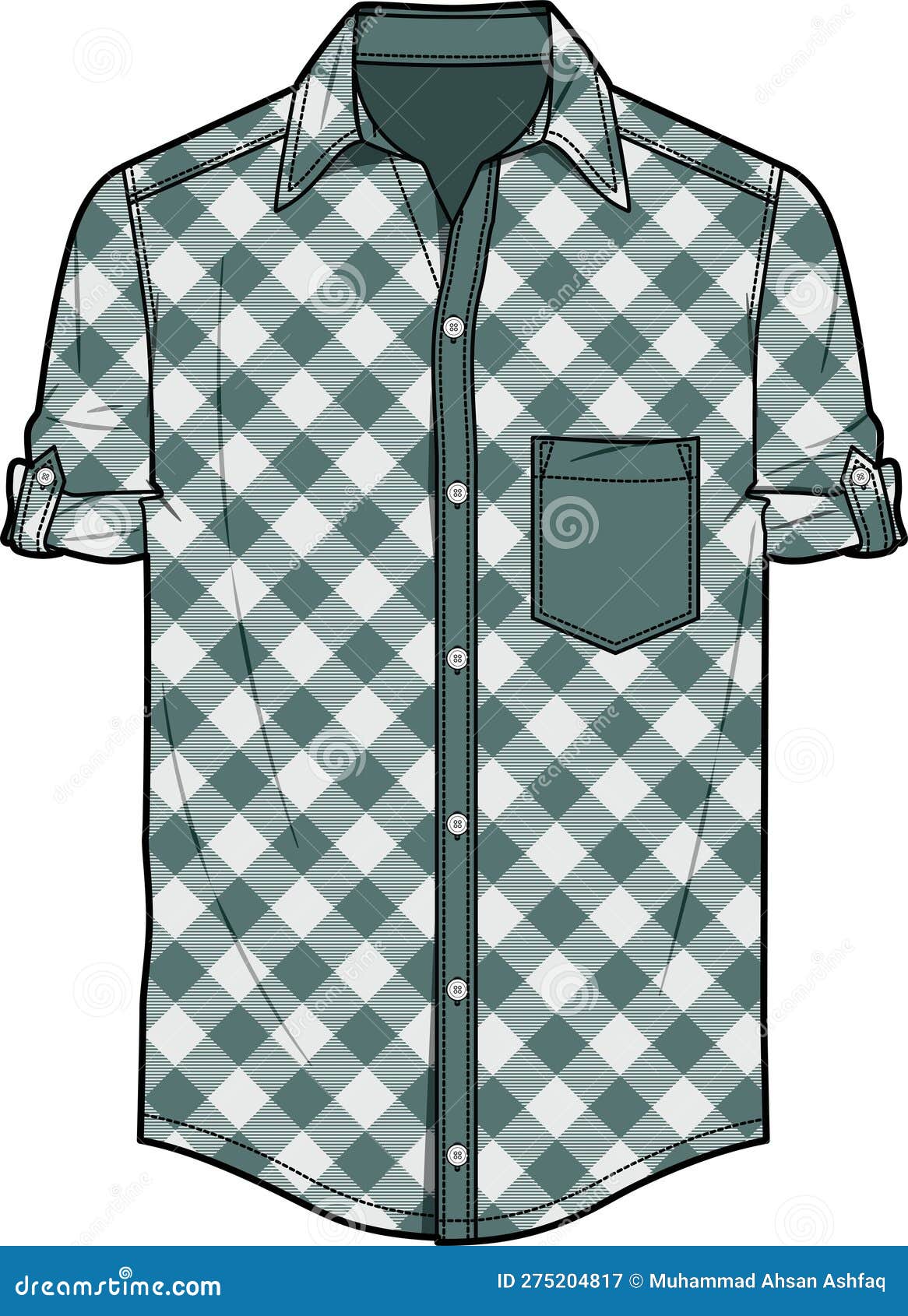 UNISEX WEAR HALF FOLDED SLEEVE SHIRT Stock Vector - Illustration of ...