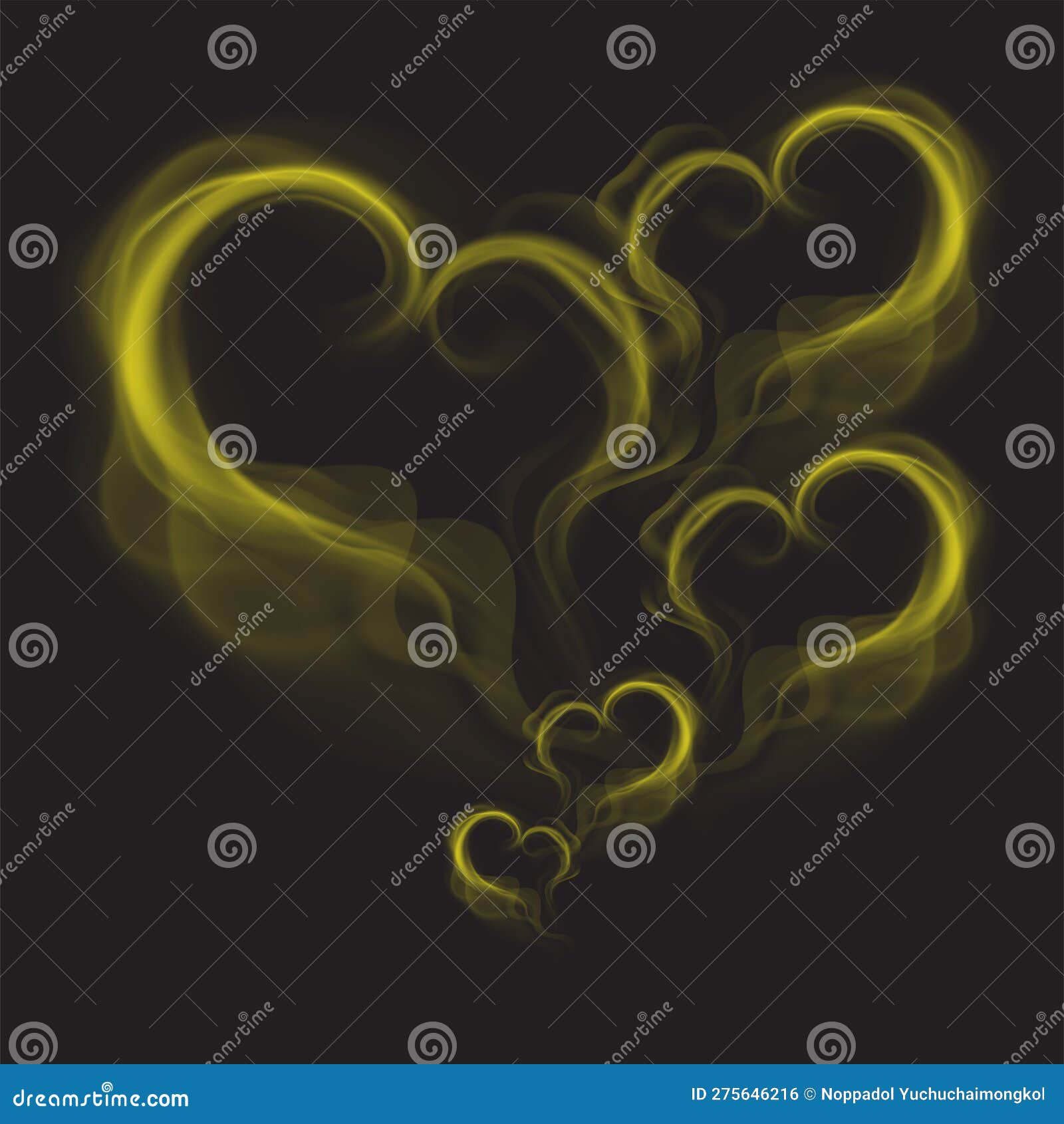 abstract smoke colorful love heart on black_background_10