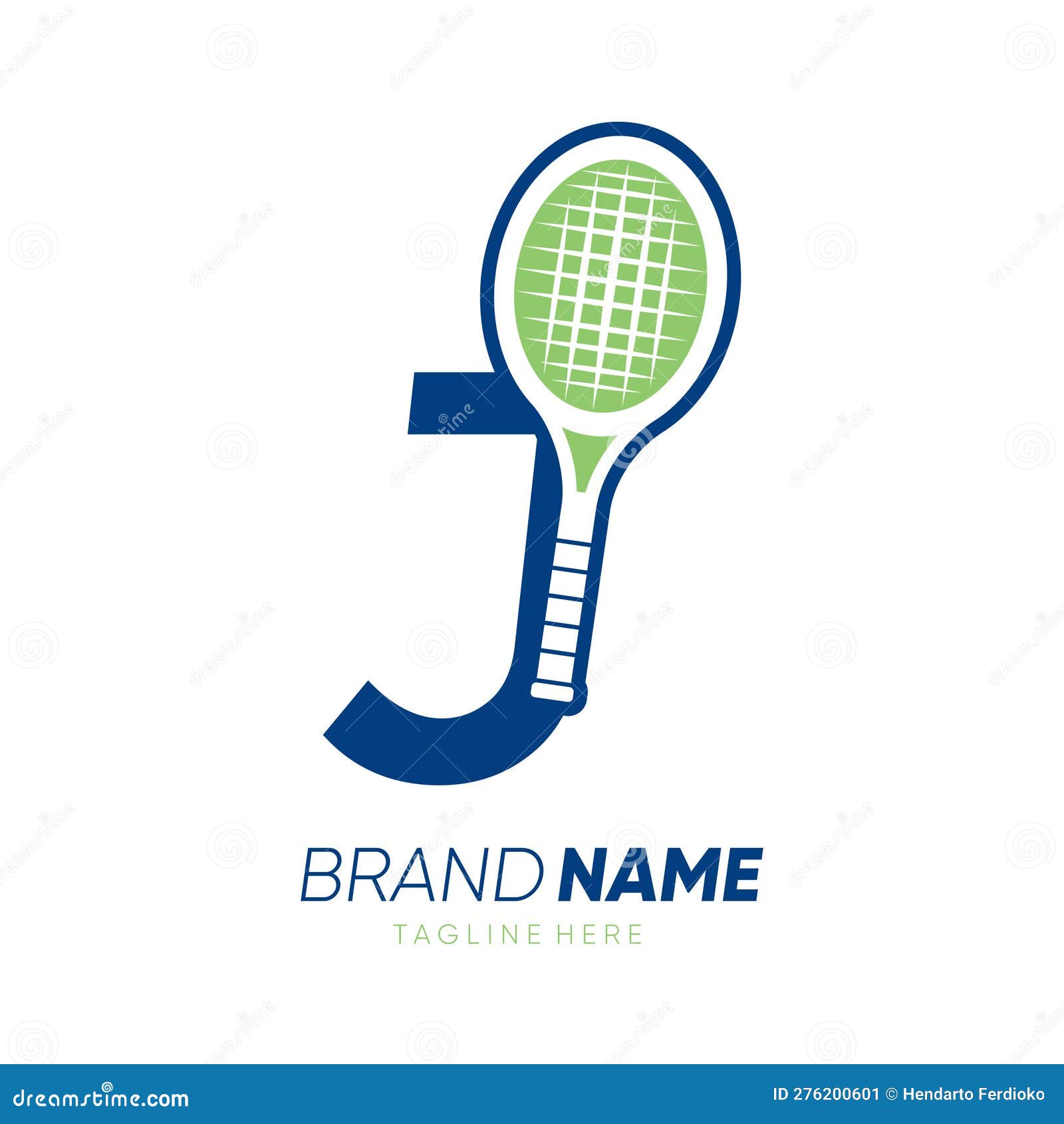 Letter J Initial Tennis Racket Logo Design Vector Icon Graphic Emblem