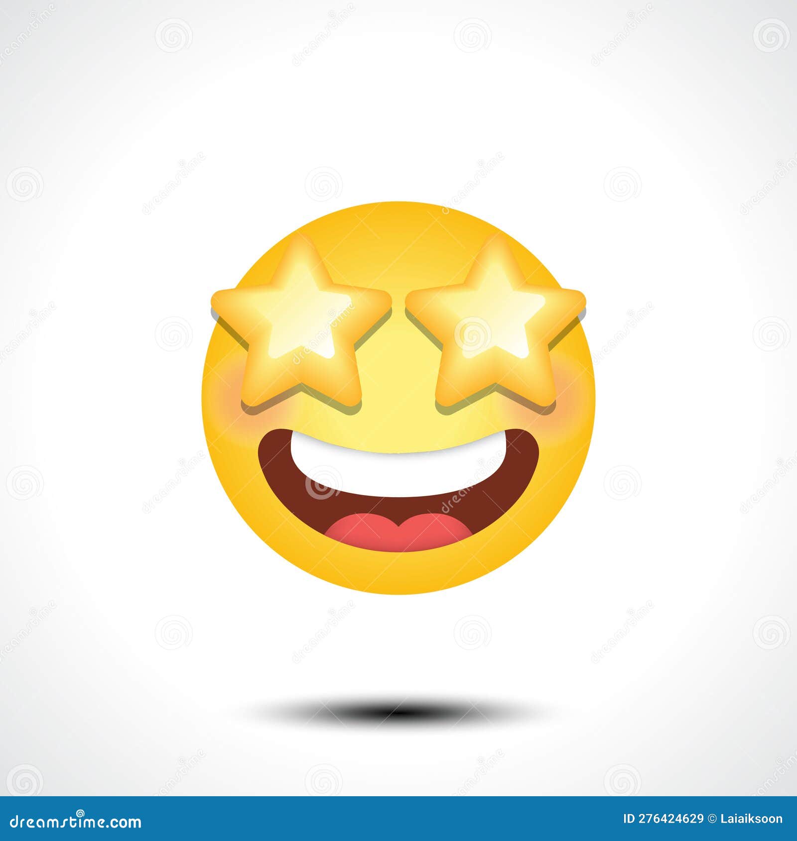 Star Struck Eyes Emoji Art Illustration Design. Excited Emoticon Face ...