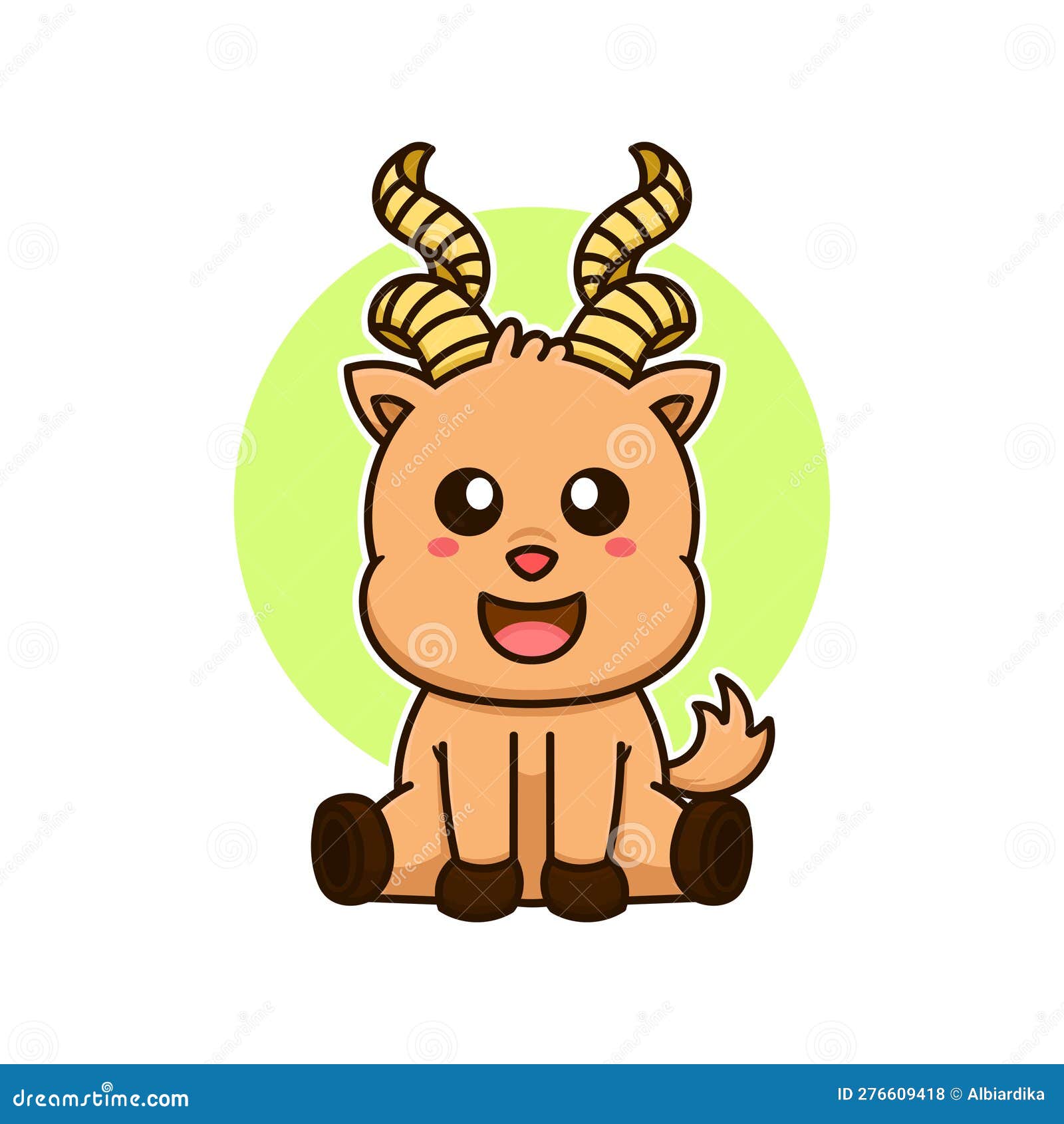 Markhor Goat Cute Adorable Cartoon Doodle Vector Illustration Flat