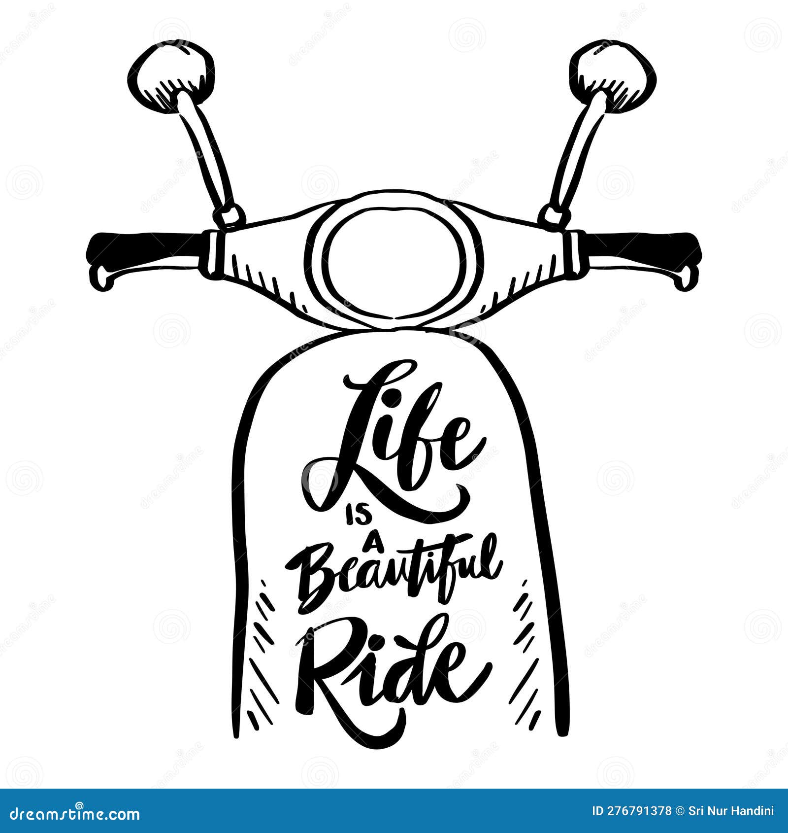 Life is a Beautiful Ride, Hand Lettering. Stock Illustration