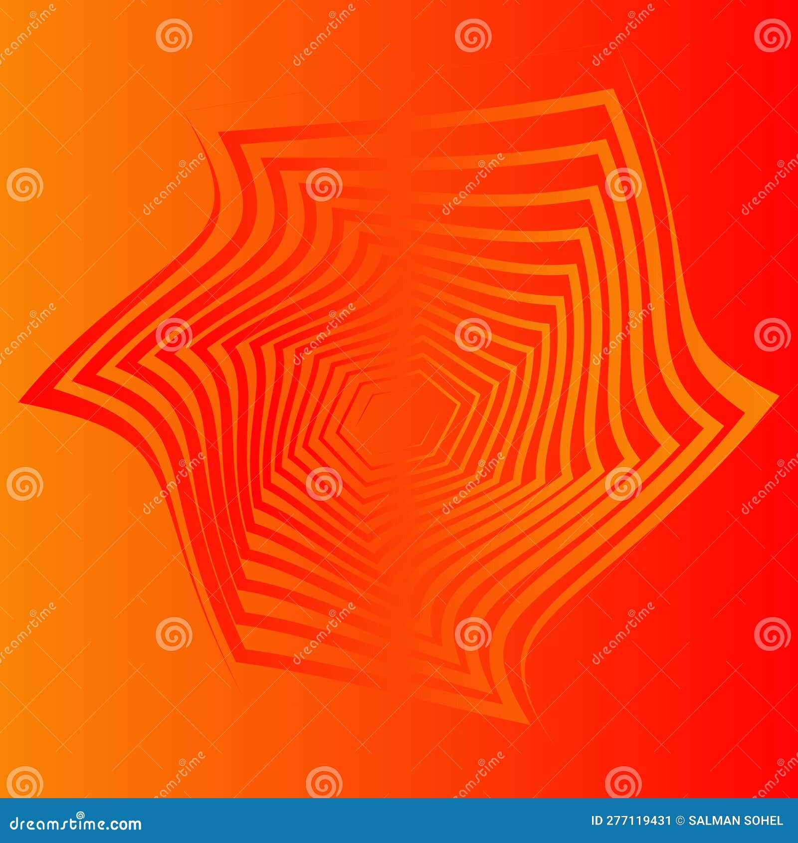 Abstract Red Orange Floral Art Background Design Stock Illustration