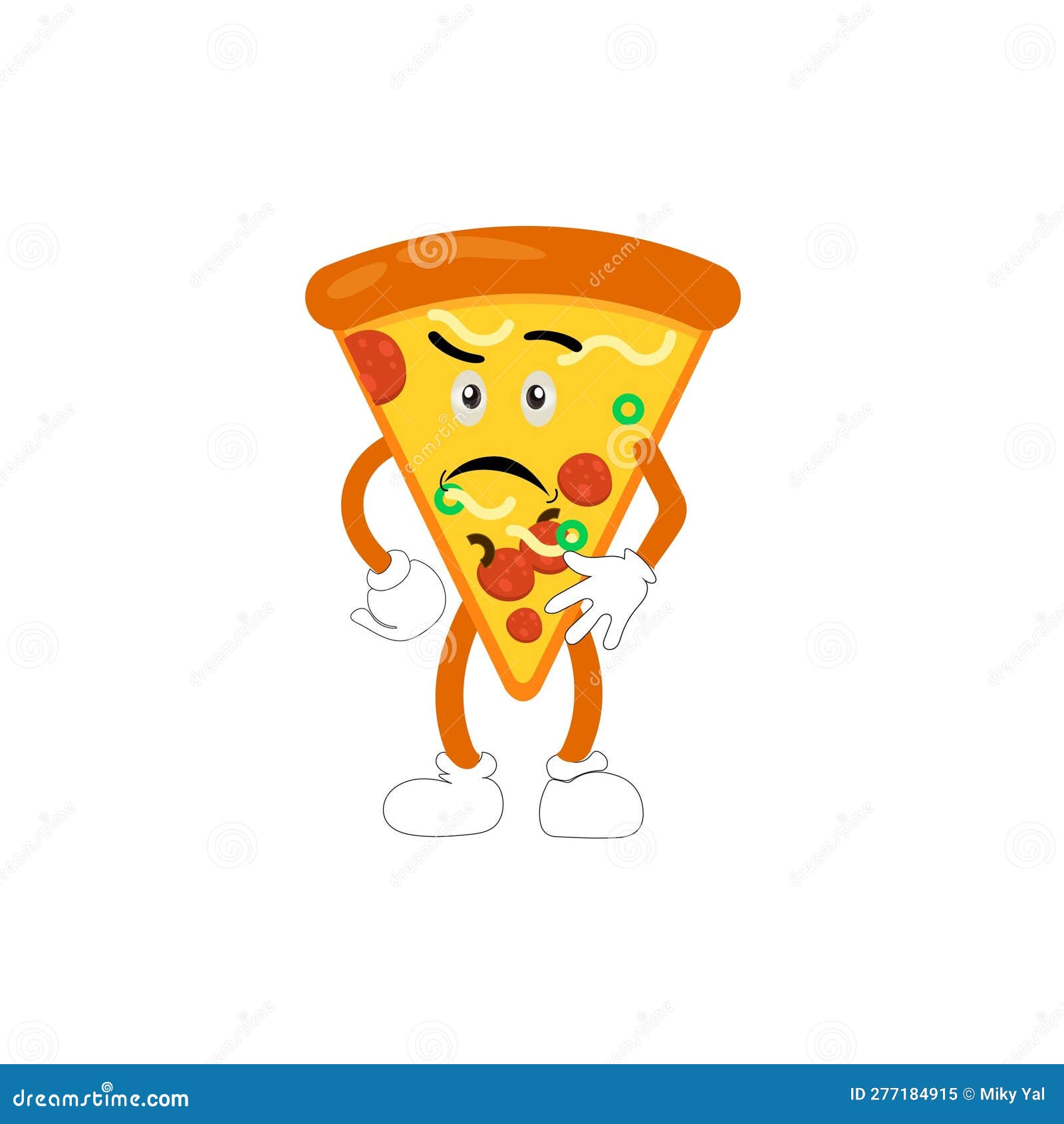 Pizza Cartoon Character, Pizza Character Emotions, Face, Arms and Legs