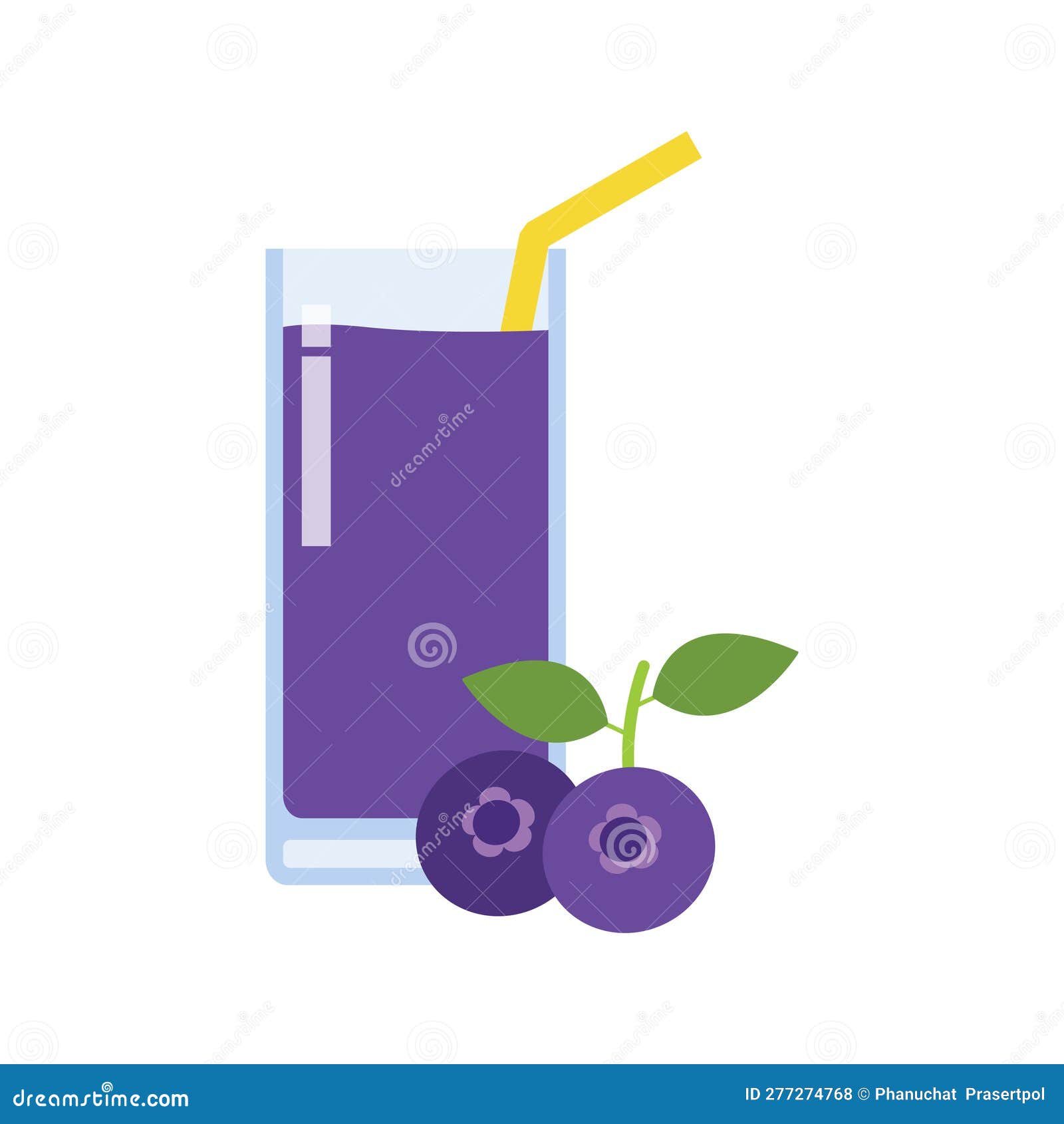 Blueberry Juice Icon Flat Style Element Isolated on White Background