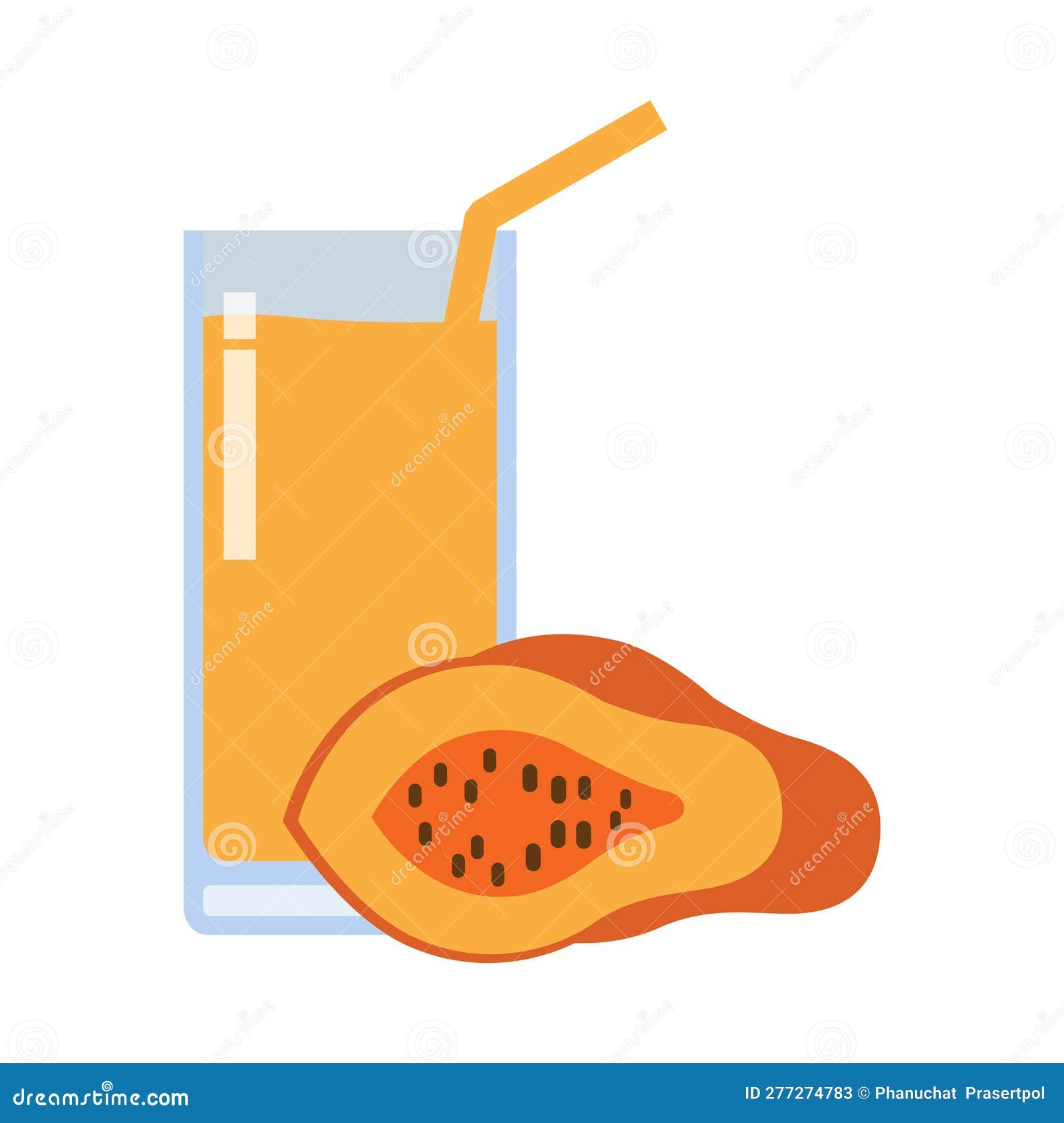 Papaya Juice Icon Flat Style Element Isolated on White Background Vector Illustration. Stock