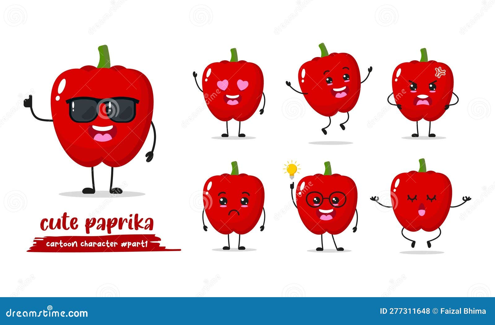 Funny Red Paprika Face Expression Cartoon Character Set Stock Vector Illustration of calm