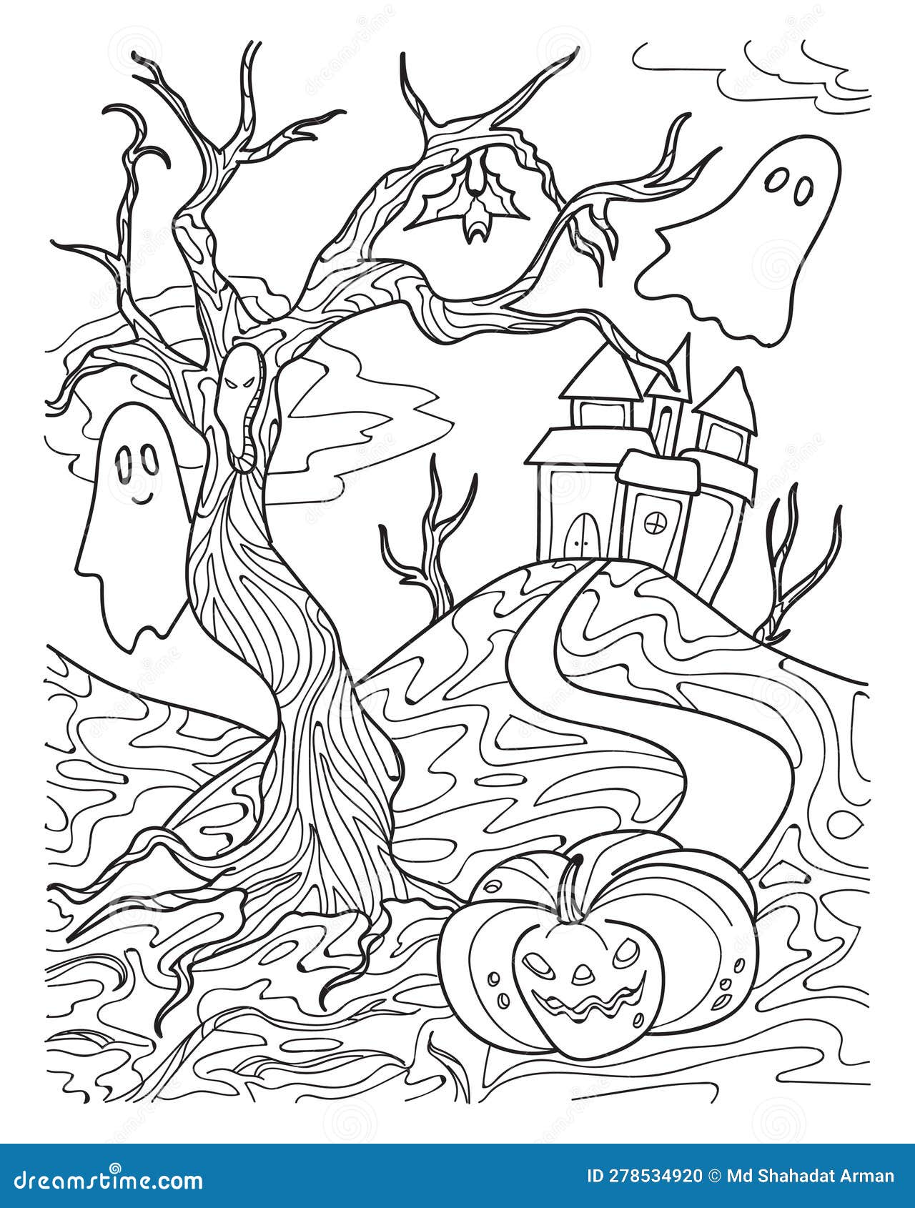 Halloween Coloring Book Page Design, Funny Halloween Coloring Page ...