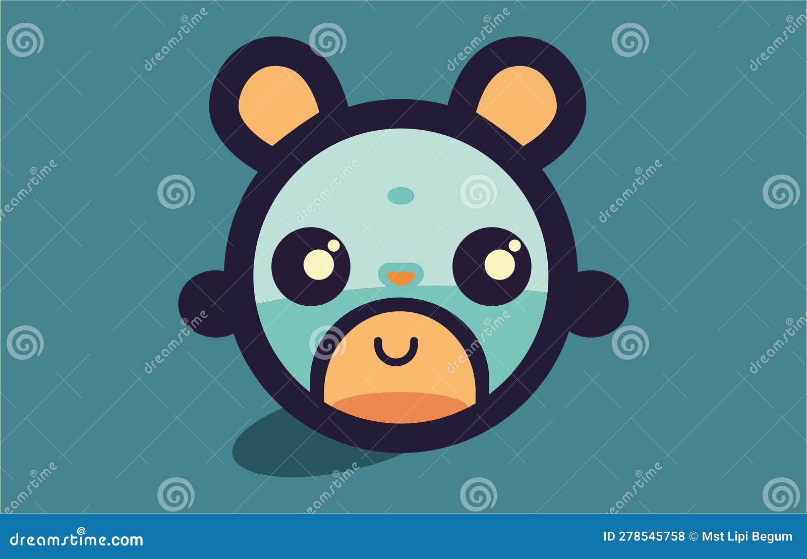 A Cute Clock Logo Vector Illustration Flat Design,Cute Smiling Happy