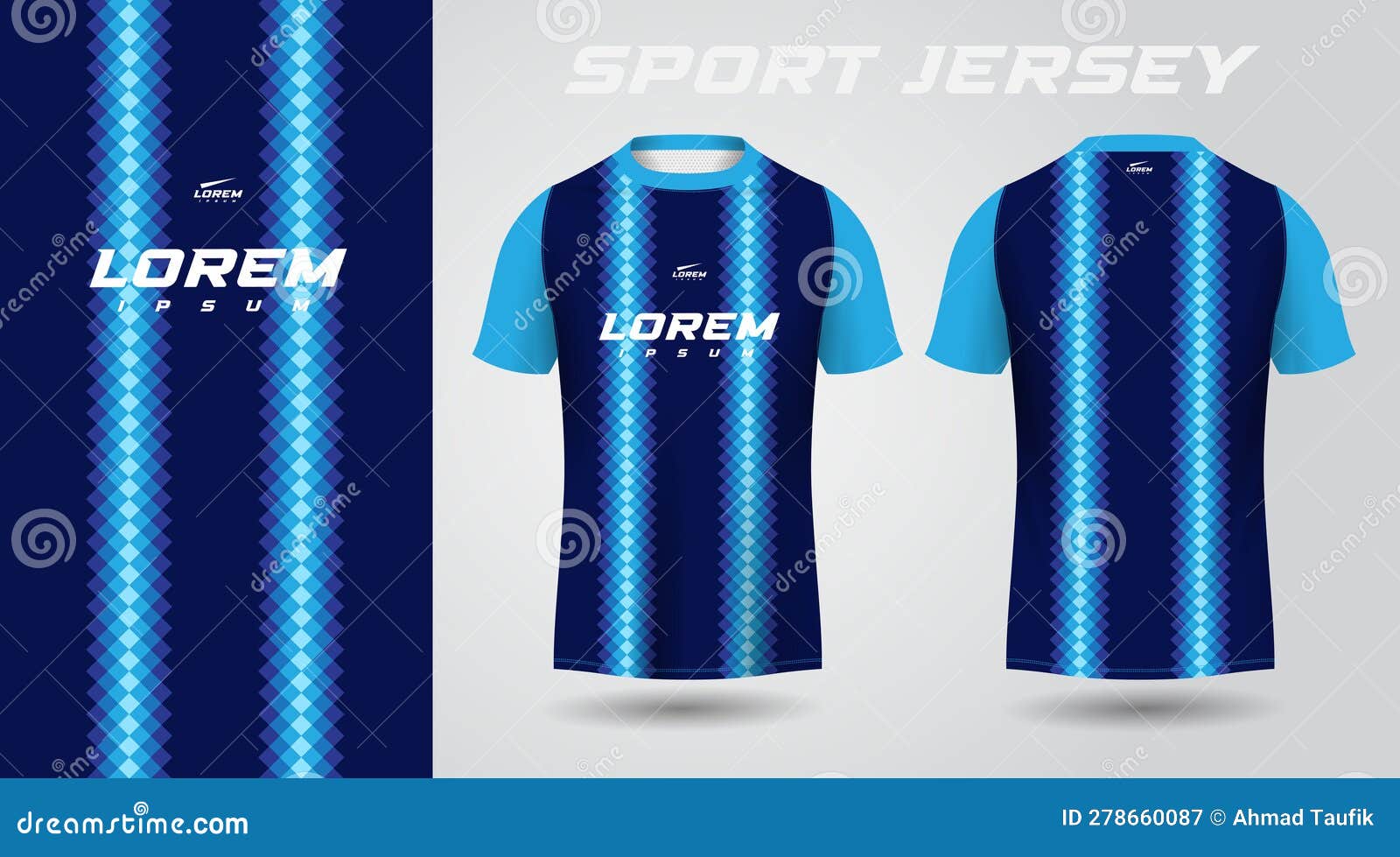 Blue Shirt Soccer Football Sport Jersey Template Design Mockup Stock