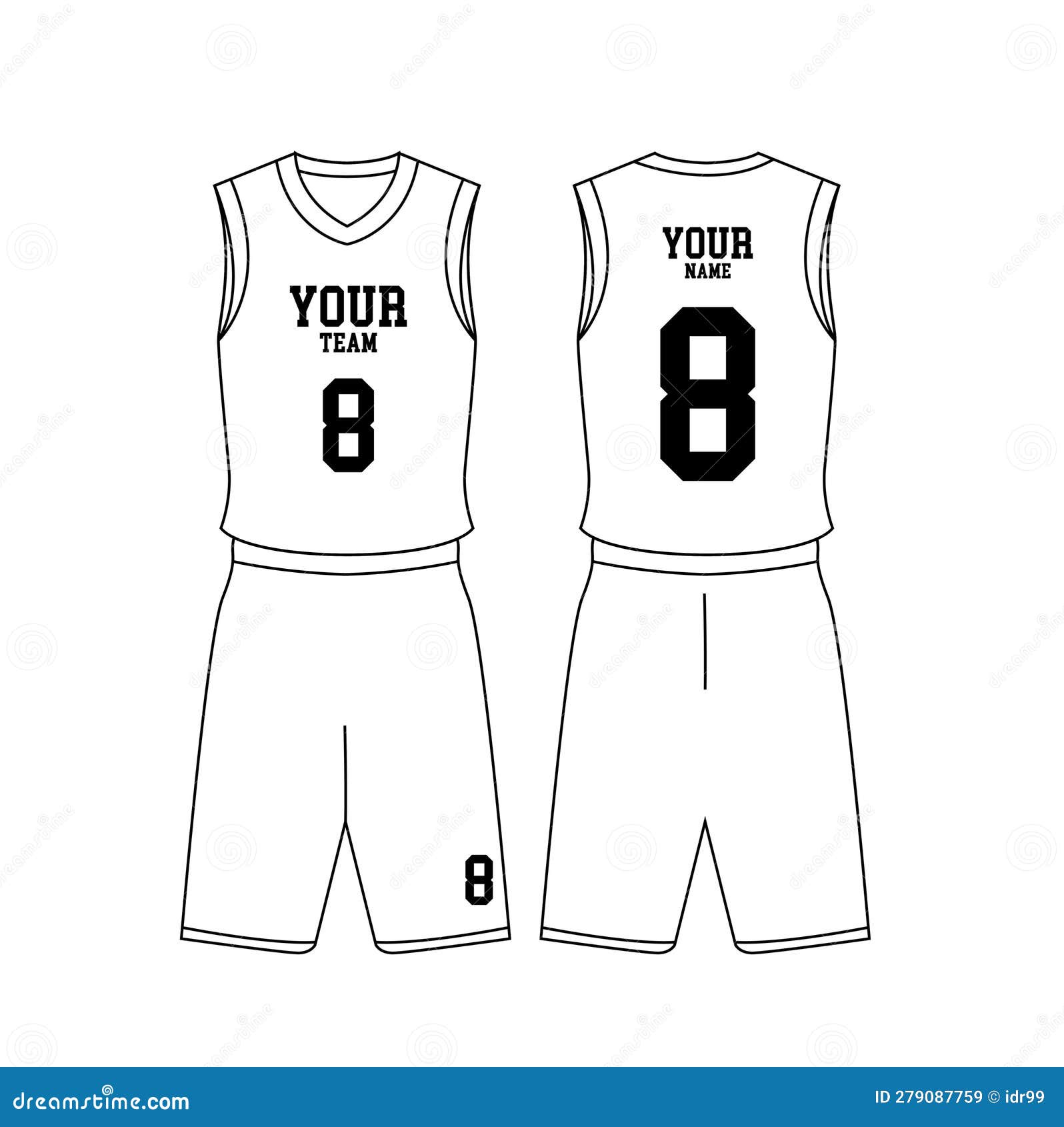 Template Basketball Set Jersey Vector Illustration Stock Vector
