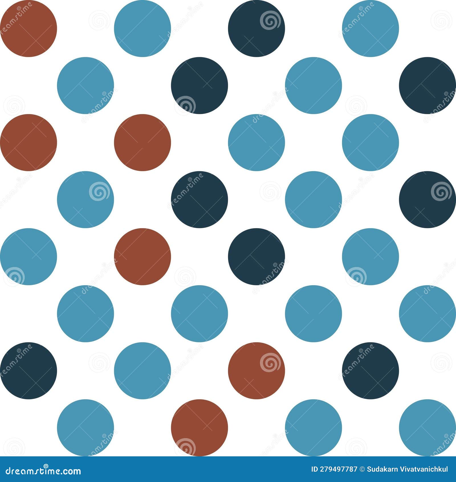 Blue and Brown Polka Dot Seamless Pattern Background. Stock Vector