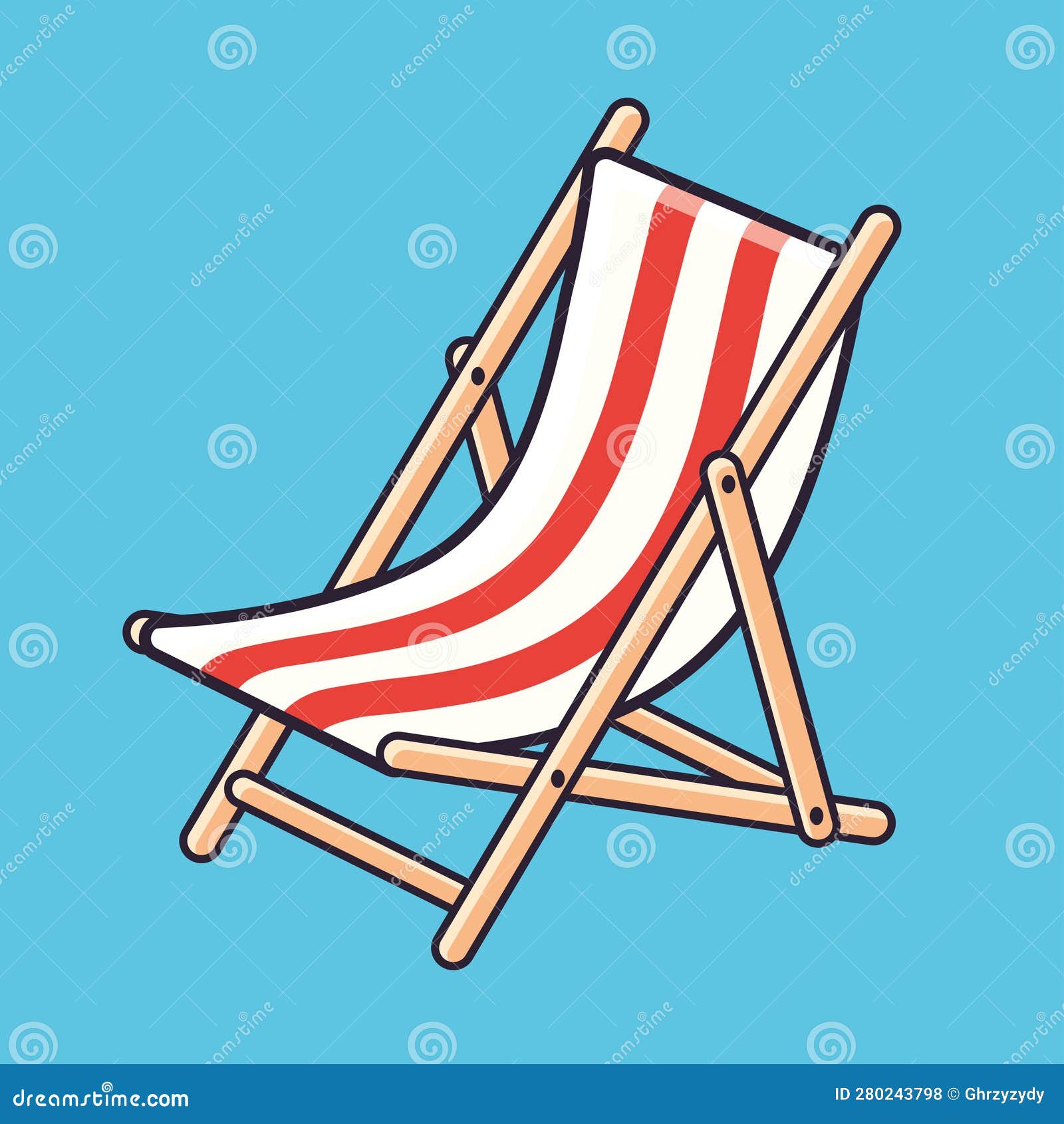 Striped beach chair stock vector. Illustration of beach 280243798