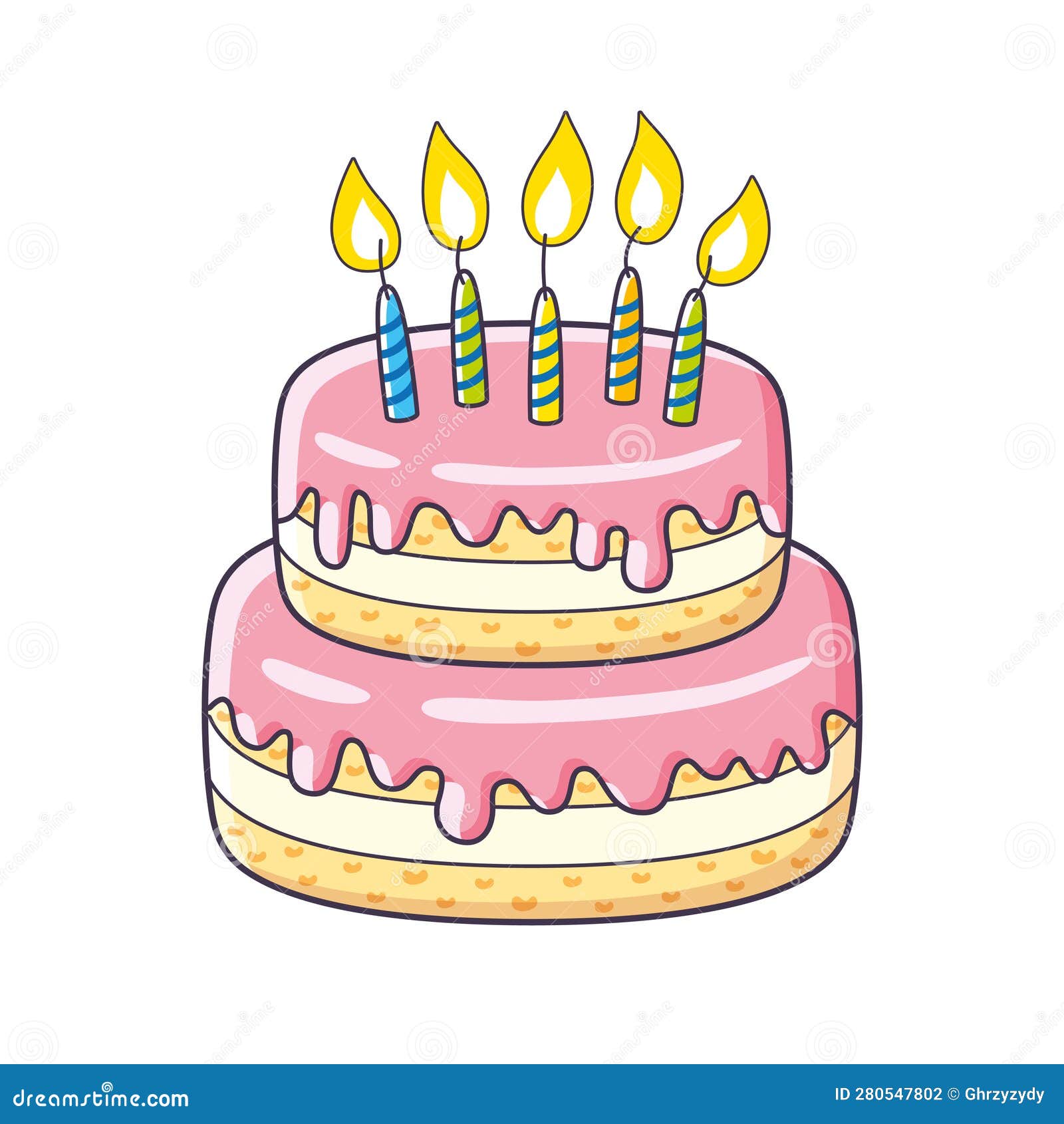 Birthday Cake with Five Candles Stock Vector Illustration of surprise