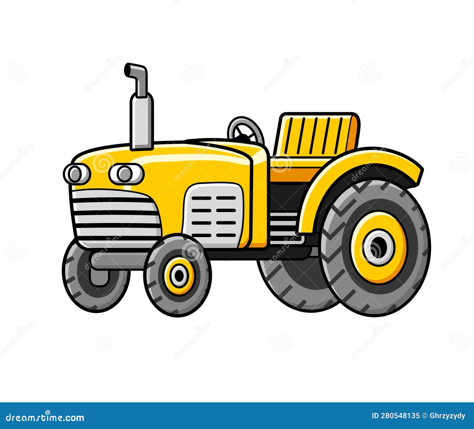Yellow tractor isolated stock vector. Illustration of tractor 280548135