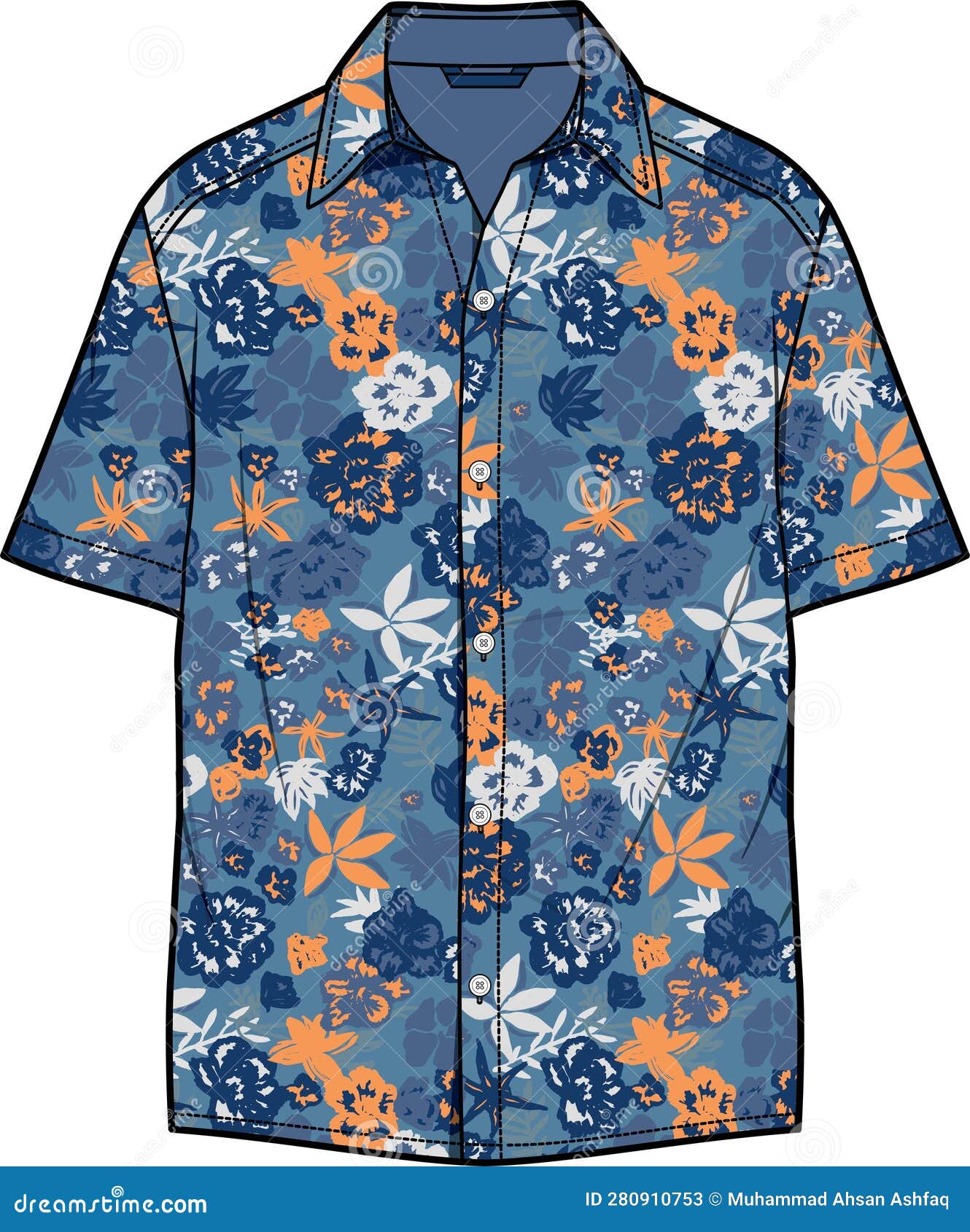 Unisex Wear Aloha Floral Resort Wear Shirt Vector Stock Vector