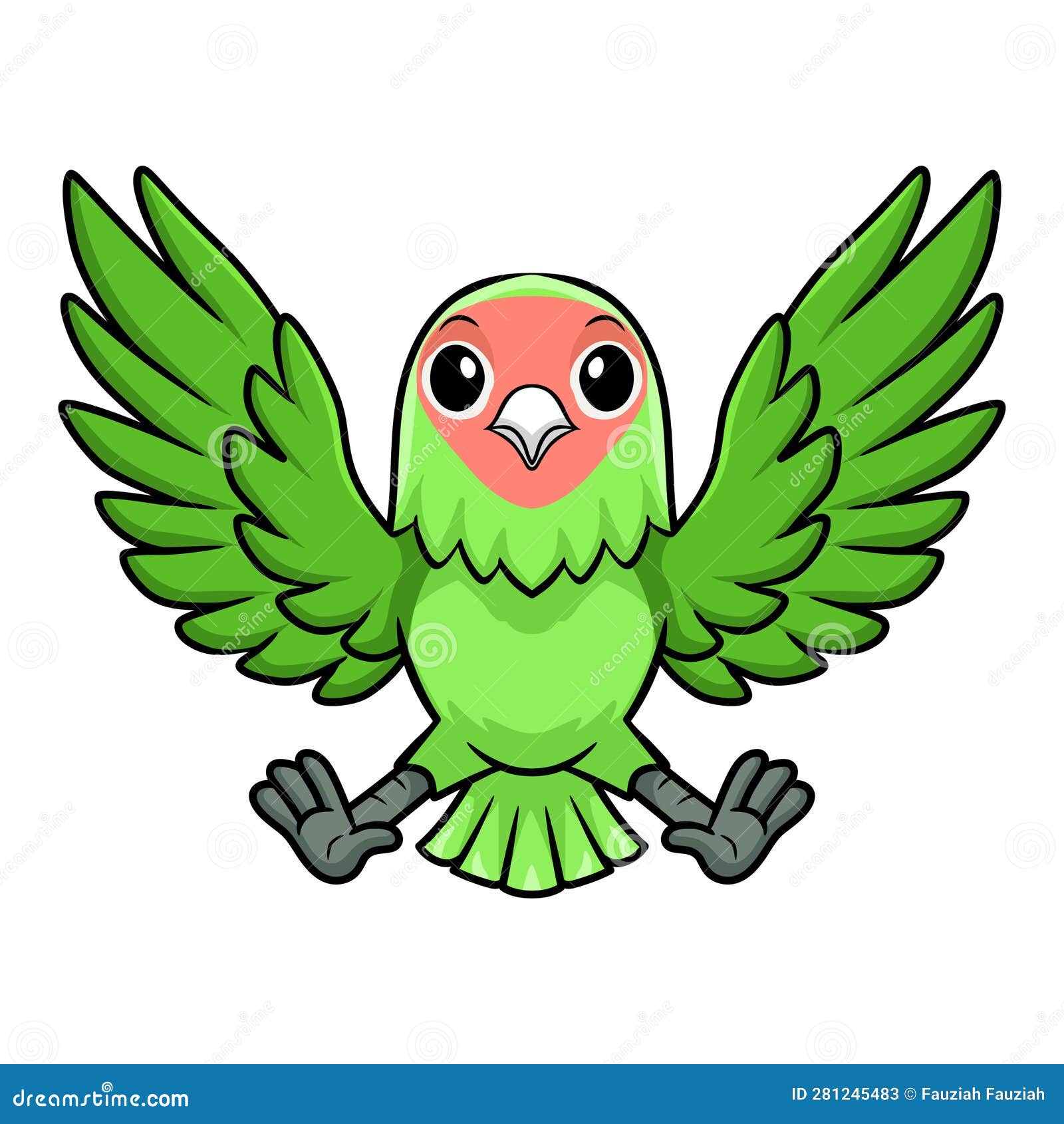 Cute Peach Faced Love Bird Cartoon Flying Stock Vector - Illustration ...