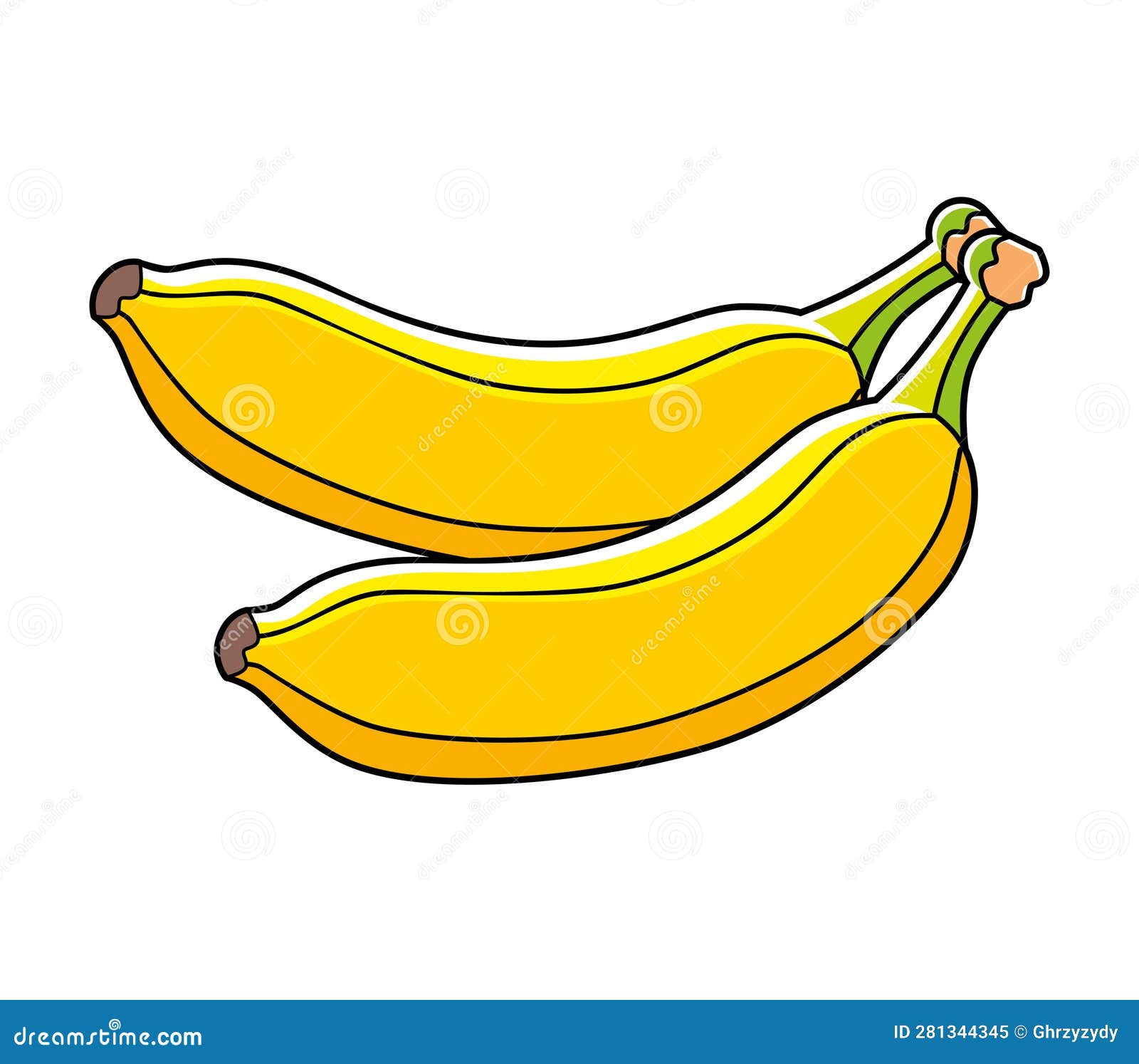 Two bananas isolated stock vector. Illustration of yellow - 281344345