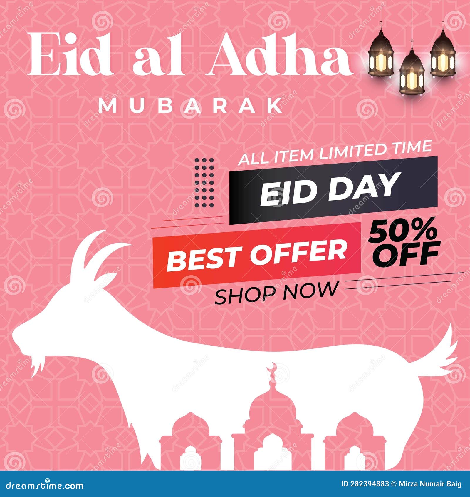 EID Sale 50 OFF , Eid Mubarak Beautiful Greeting Card 2023 Stock Vector