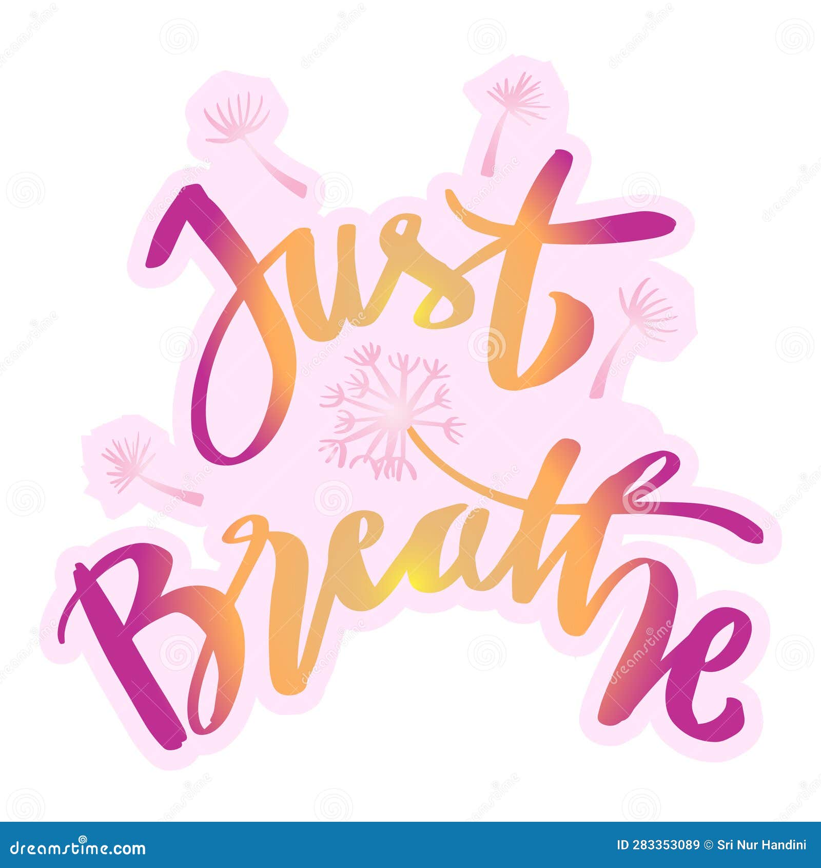 Just Breathe with Dandelions Flower. Stock Illustration Illustration