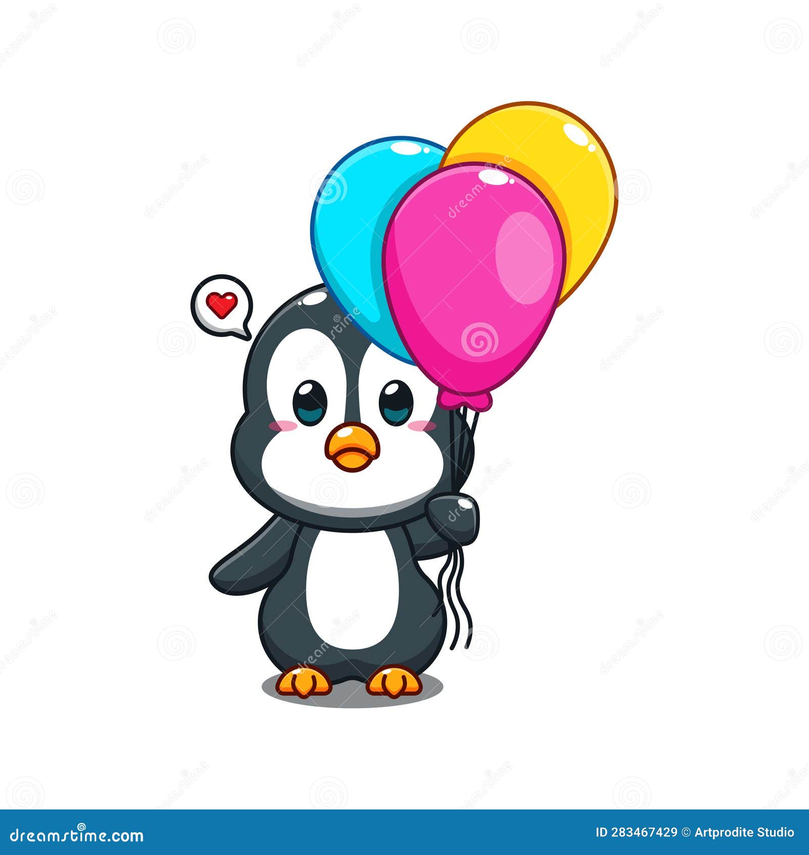 Sticker Penguin with balloon 