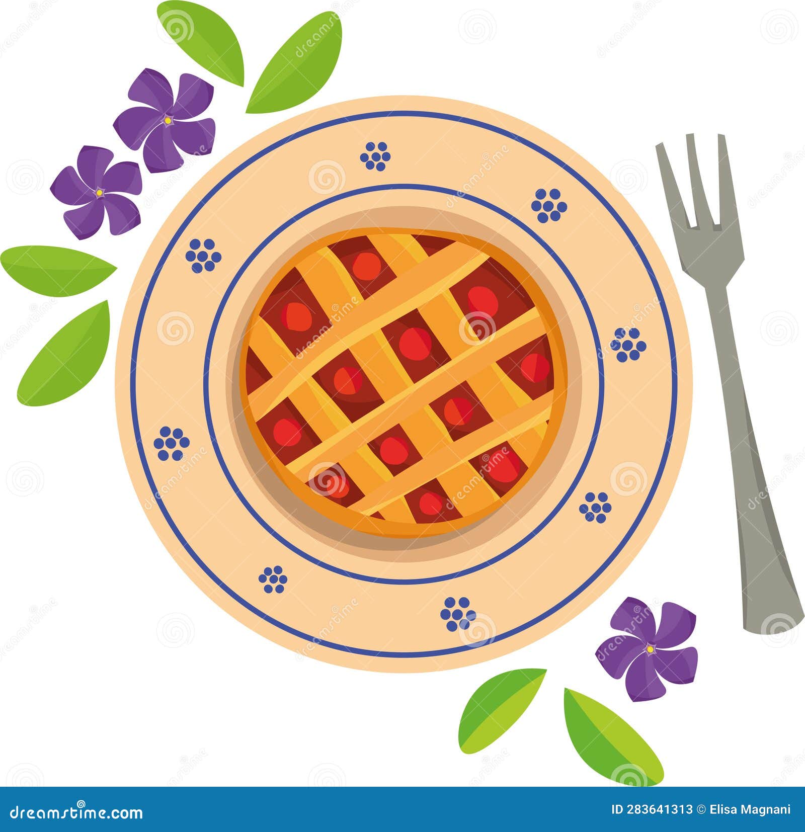 Jam tart, italian food. stock vector. Illustration of homemade 283641313