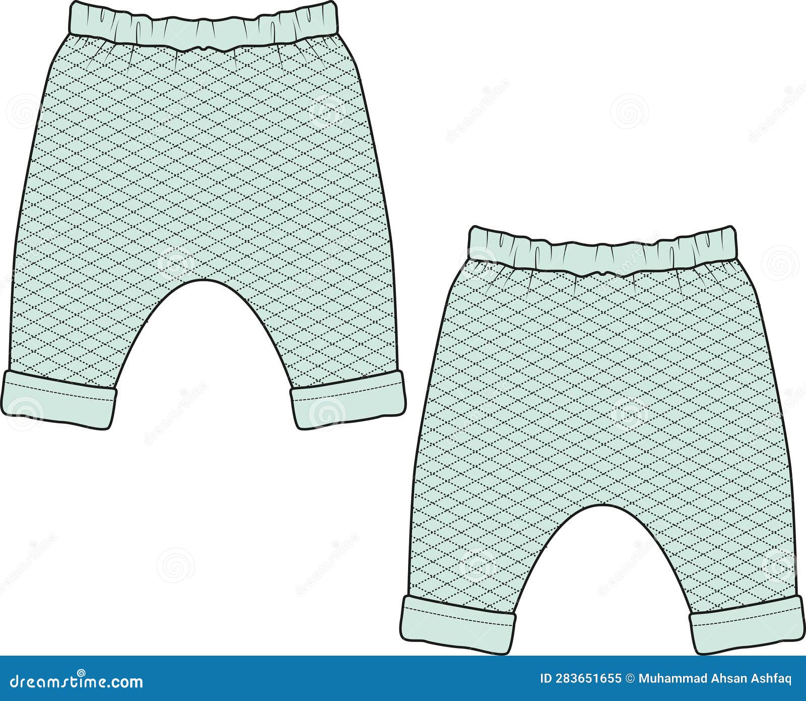 New Born Baby Bottom Wear Front and Back Jogger Stock Vector
