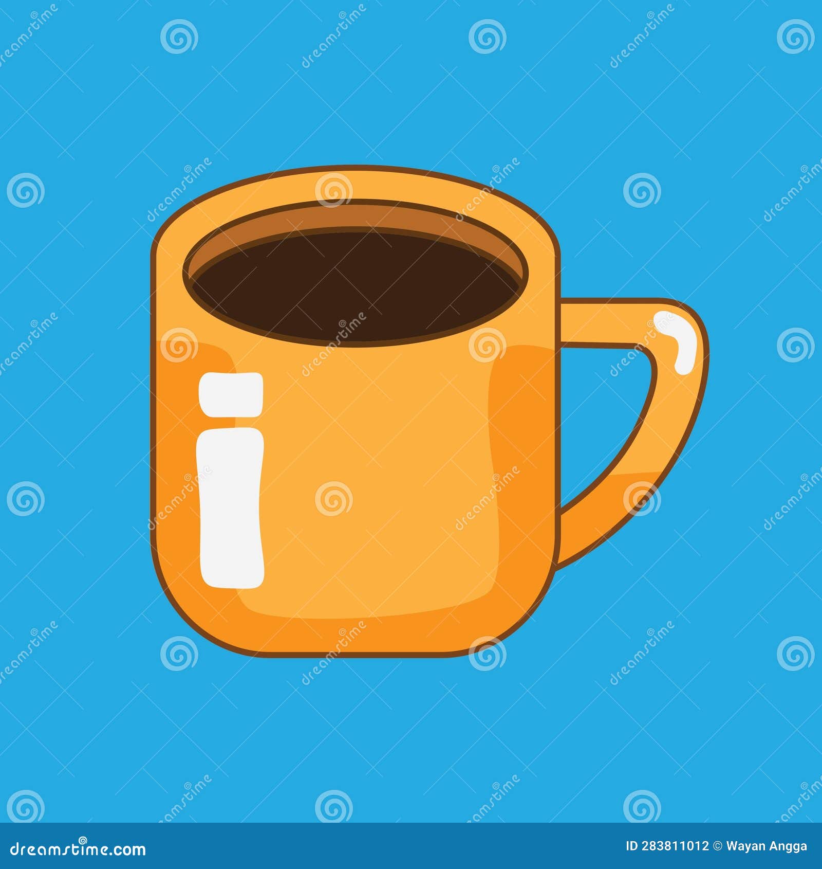 Simple Vector Coffee Yellow Mug Stock Vector Illustration of coffee