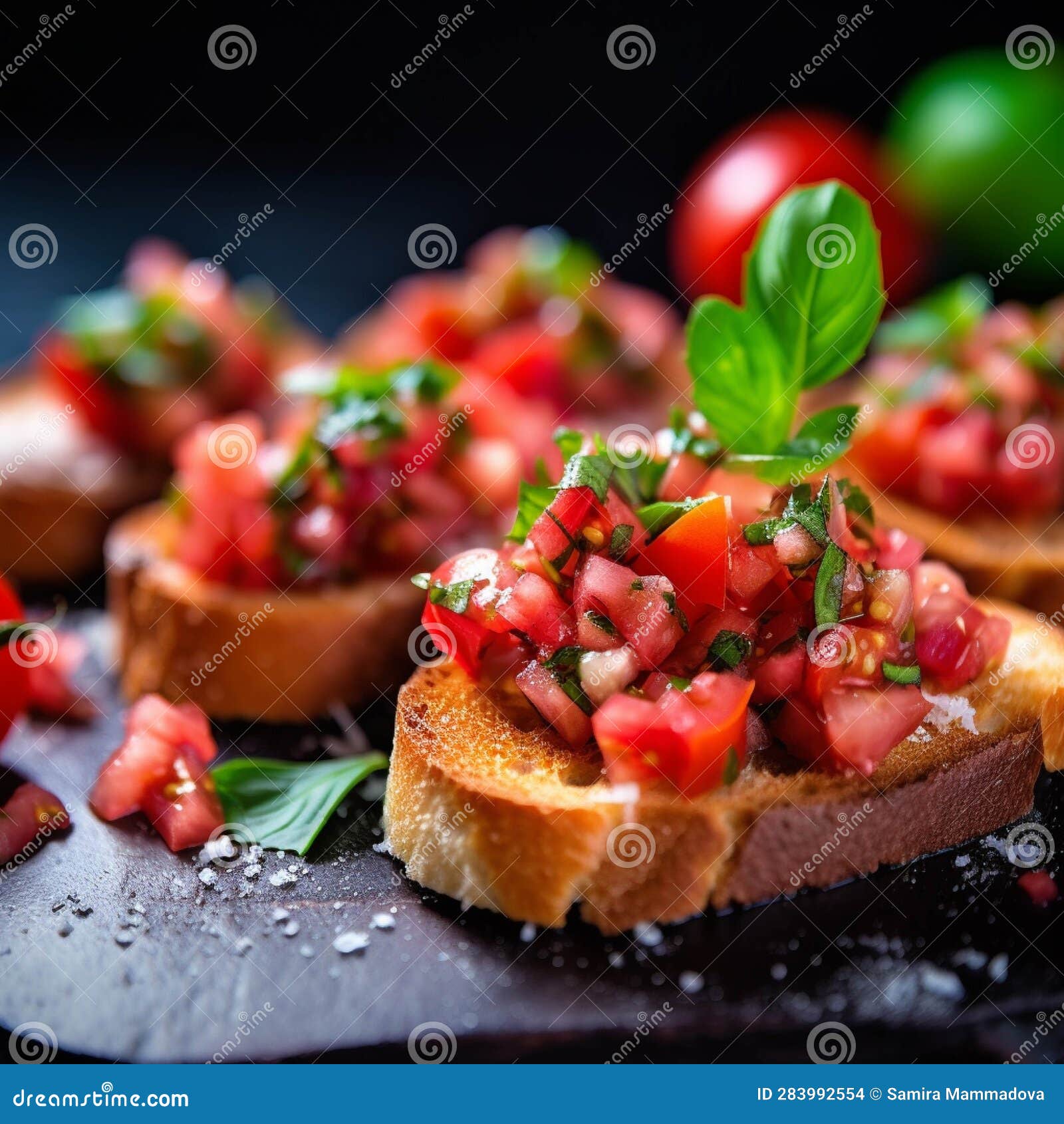 Bruschetta with Prosciutto Crudo or Jamon Stock Illustration