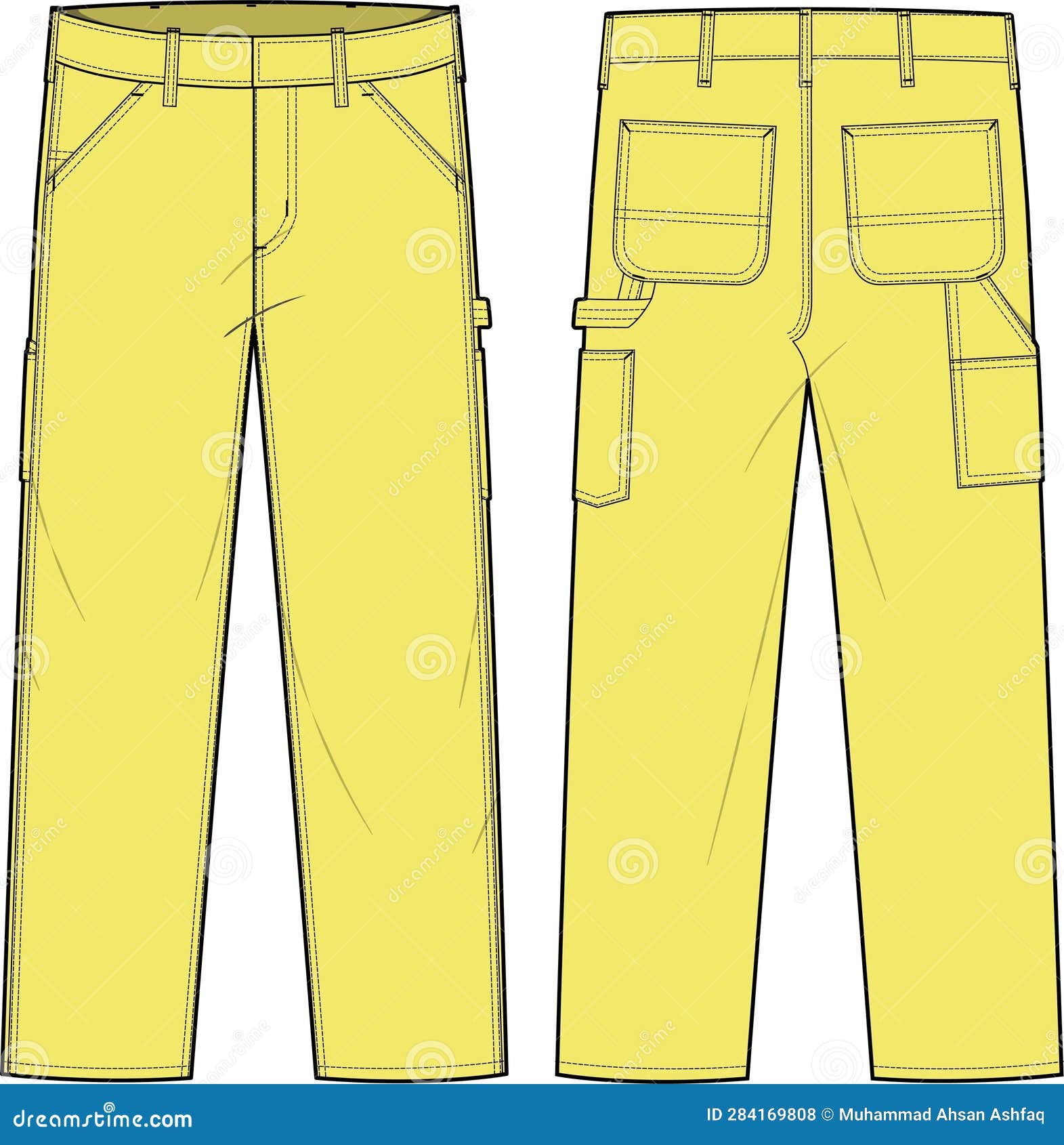 Blue Collar Work Wear Uniform Pant for Workers Stock Vector