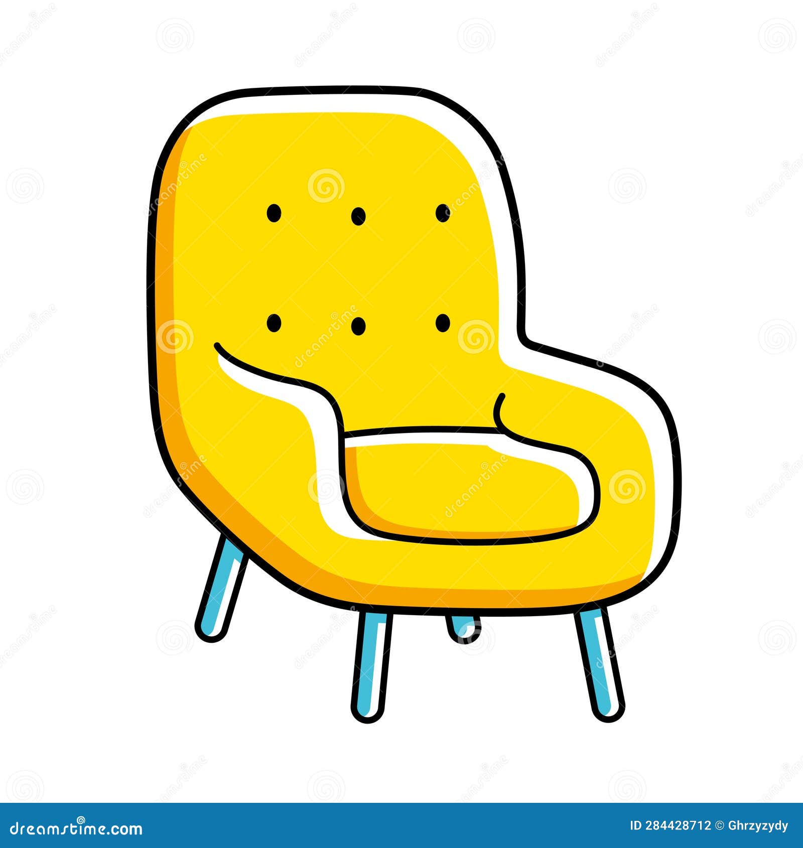 Yellow armchair isolated stock vector. Illustration of furniture