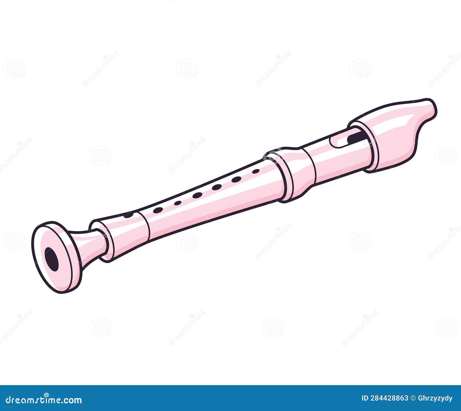 Pink recorder flute stock vector. Illustration of music 284428863