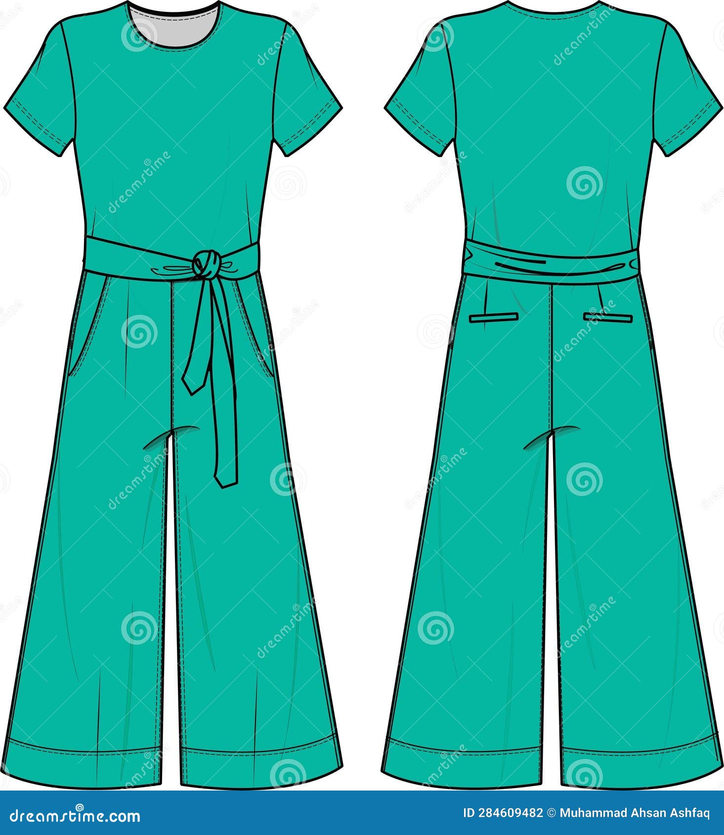 Women and Girls Wear Pinafore Dress Jumpsuit Stock Vector