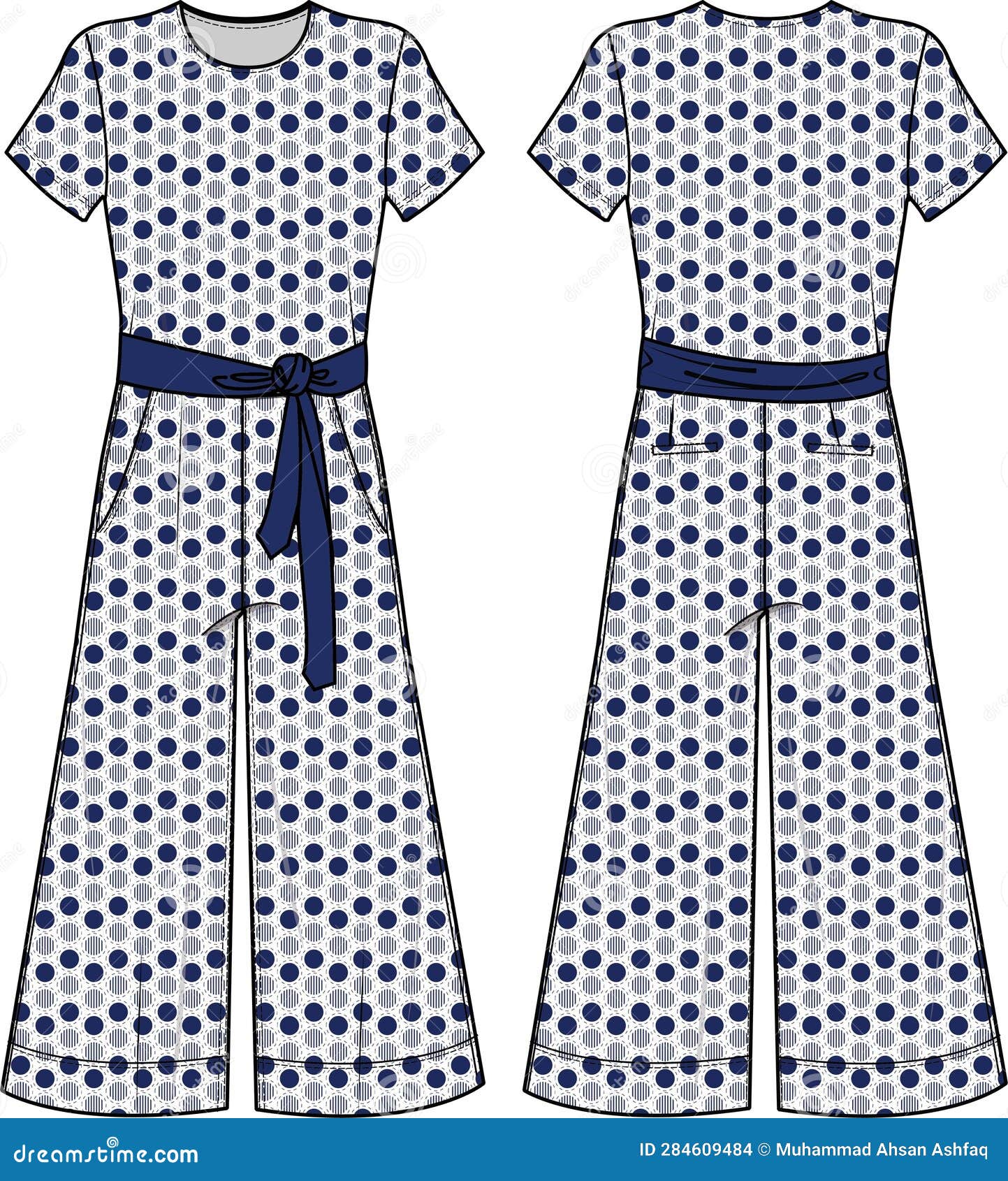 Women and Girls Wear Pinafore Dress Jumpsuit Stock Vector