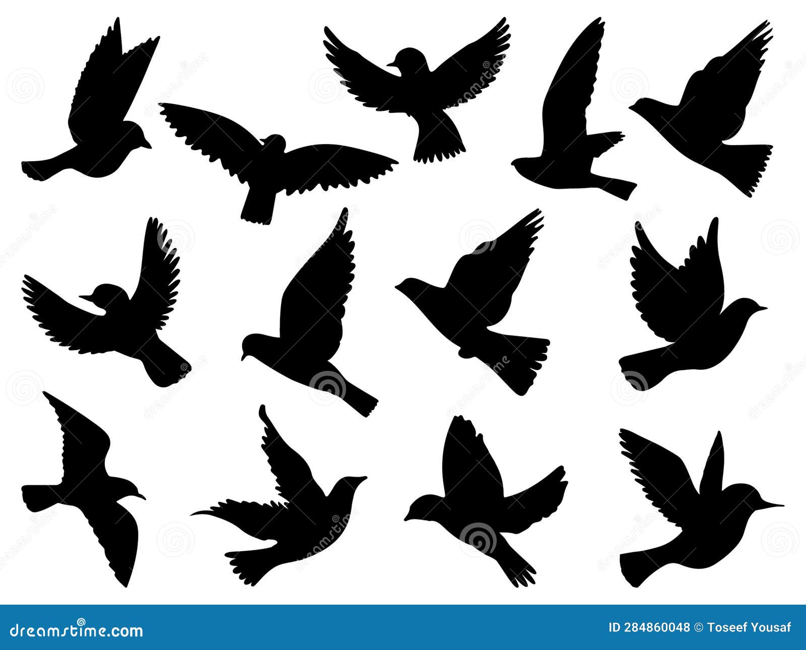 set of silueta pajaros bird silhouette  art on a white background