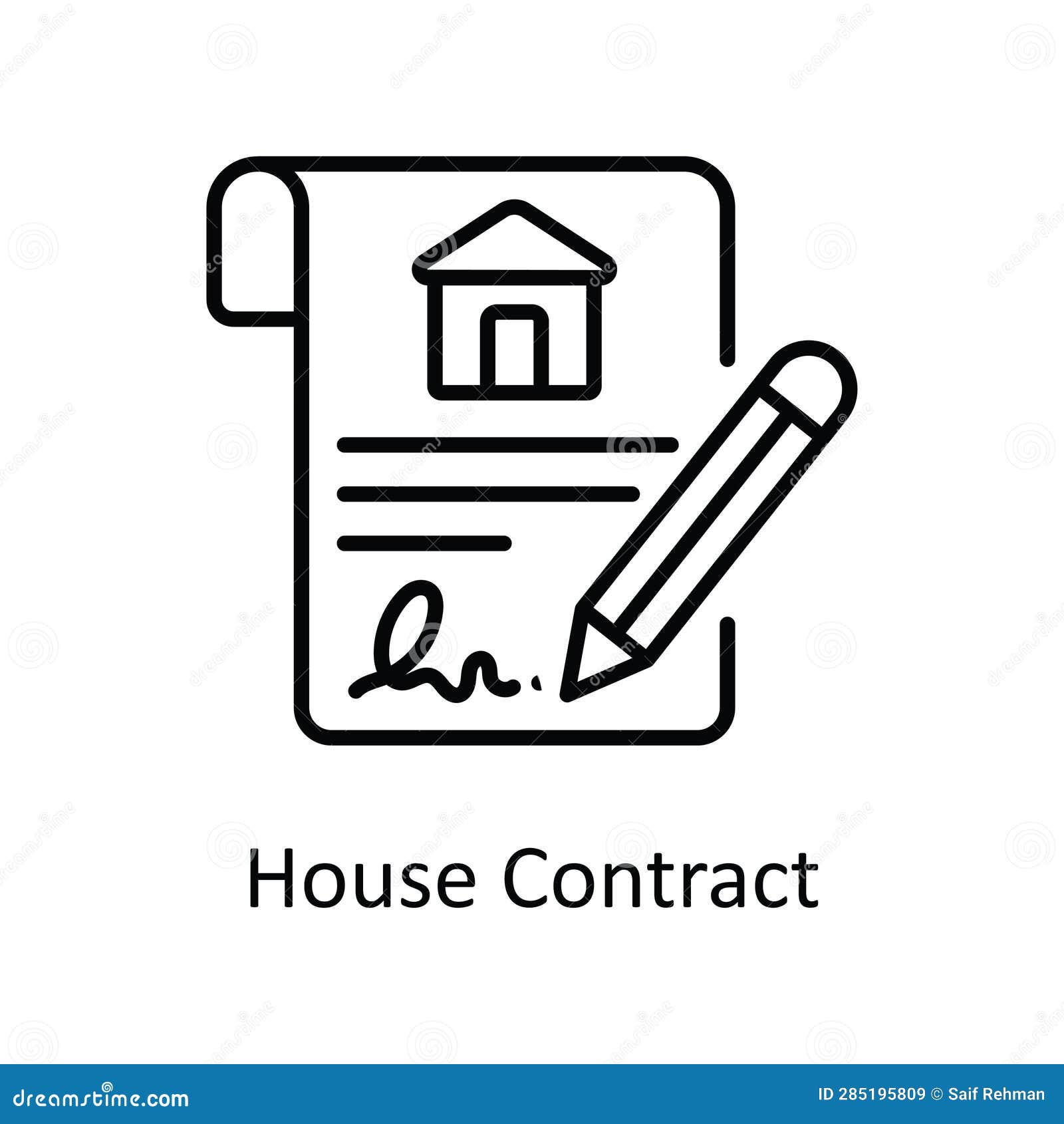 House Contract Vector Outline Icon Design Illustration. Home Repair and